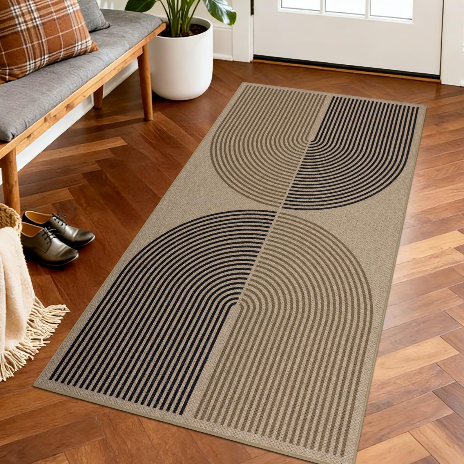 TUKDAK Teppich läufer rutschfest waschbar, Jute küchenteppich küchenläufer esszimmer läufer rutschfest