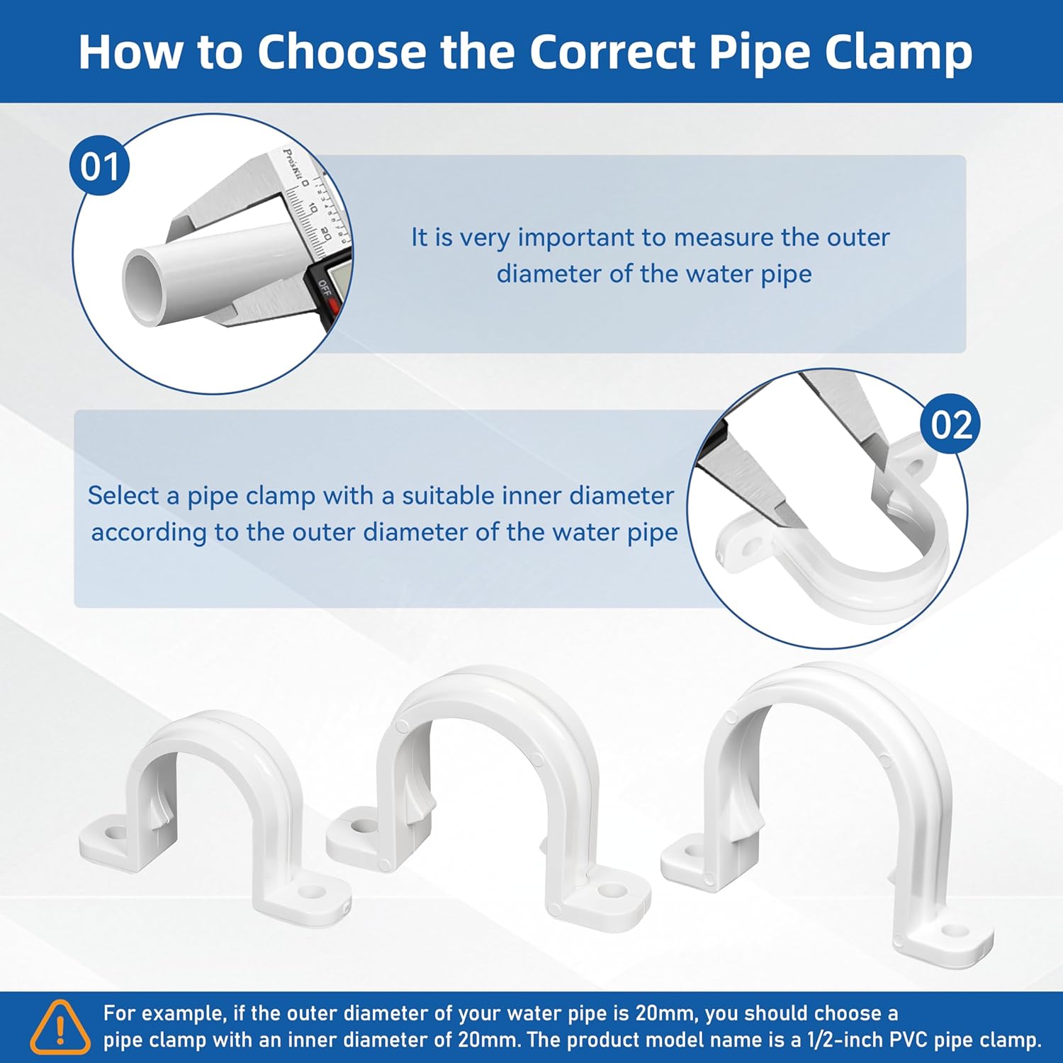 20 Set PVC conduit pipe strap clamps Φ25 MM - SCH 3/4 IN,Two Hole plastic pipe clips