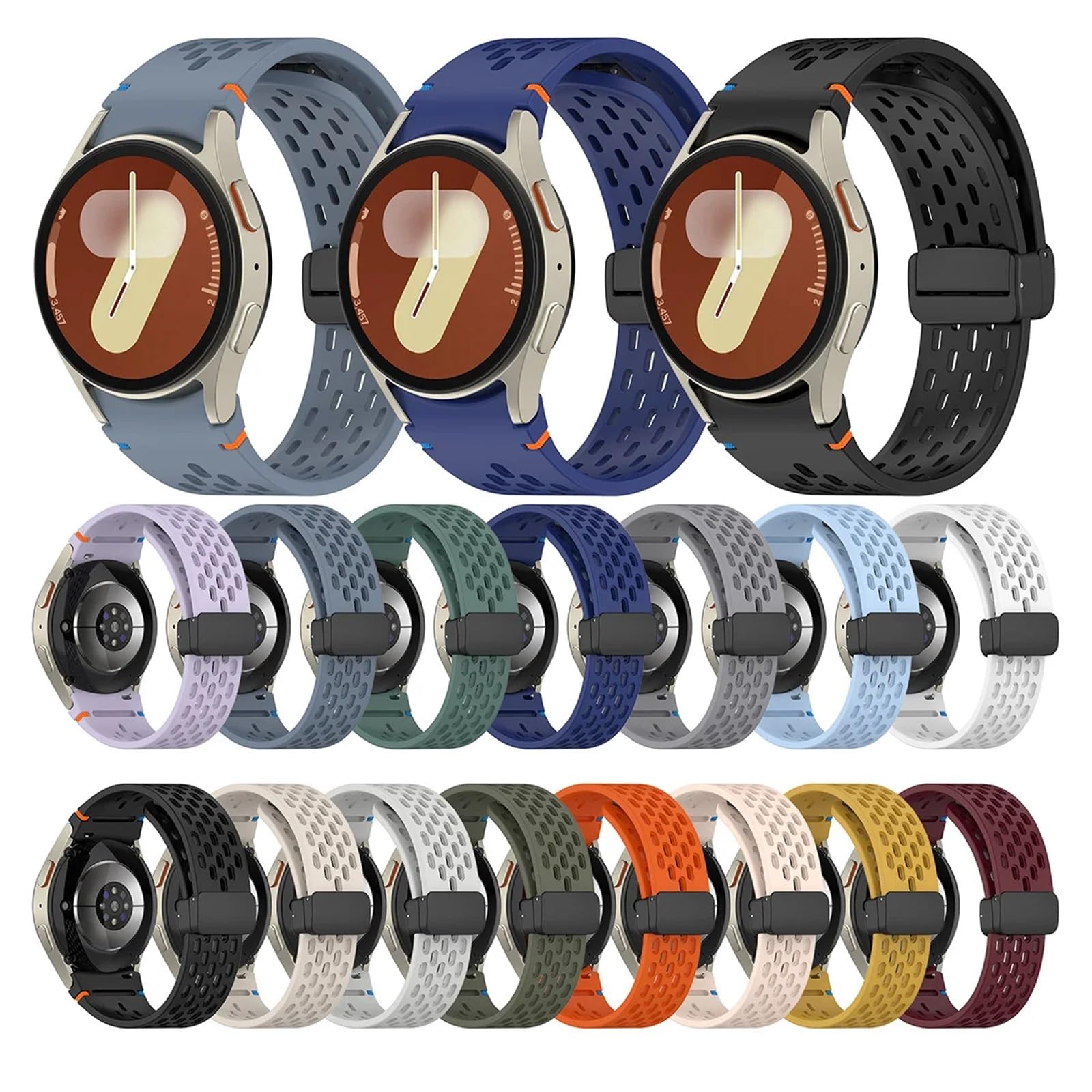 Correa de 20 mm para reloj 4, 5, Pro, 6, 7, 7LTE de 44 mm, 40 mm, correa clásica de silicona sin huecos