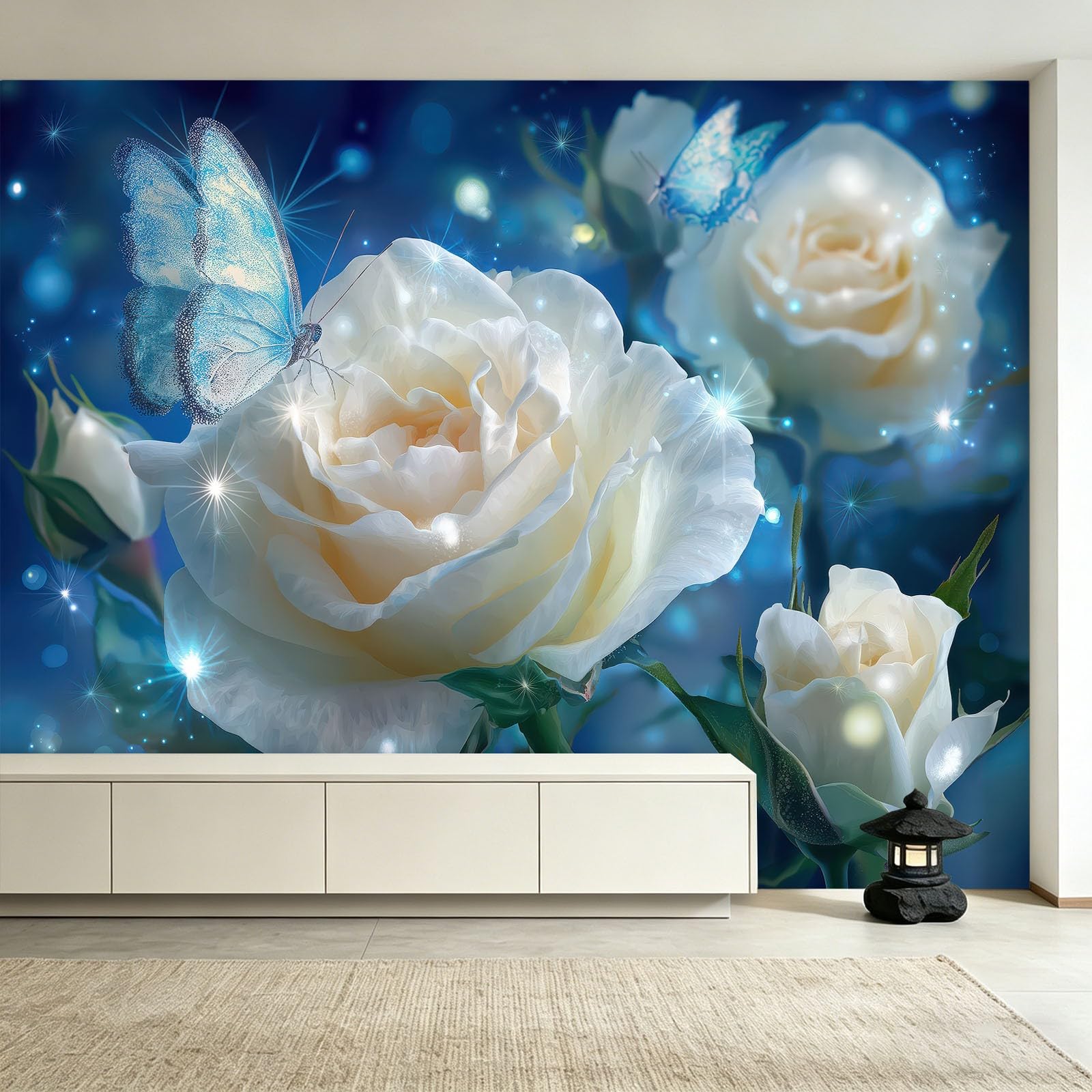Générique Tapeta flizelinowa fantazyjny krajobraz 250 x 175 cm - Idealna dekoracja ścienna 3D do salonu, sypialni, jadalni - różowy motyl botaniczny kwiatowy