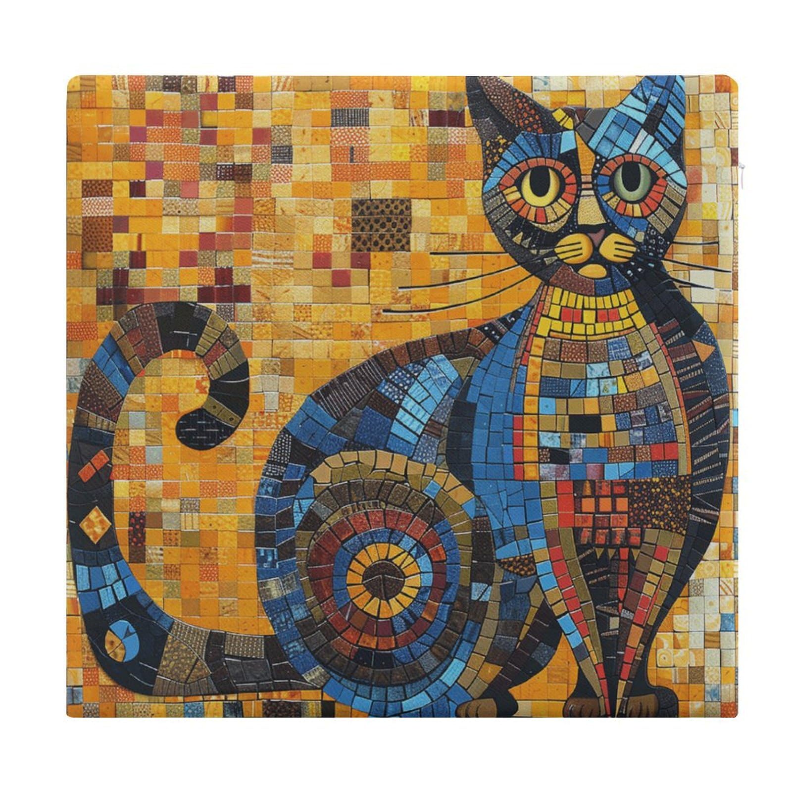 Coussin de chaise de bureau terrasse antidérapant carrés en mousse chat