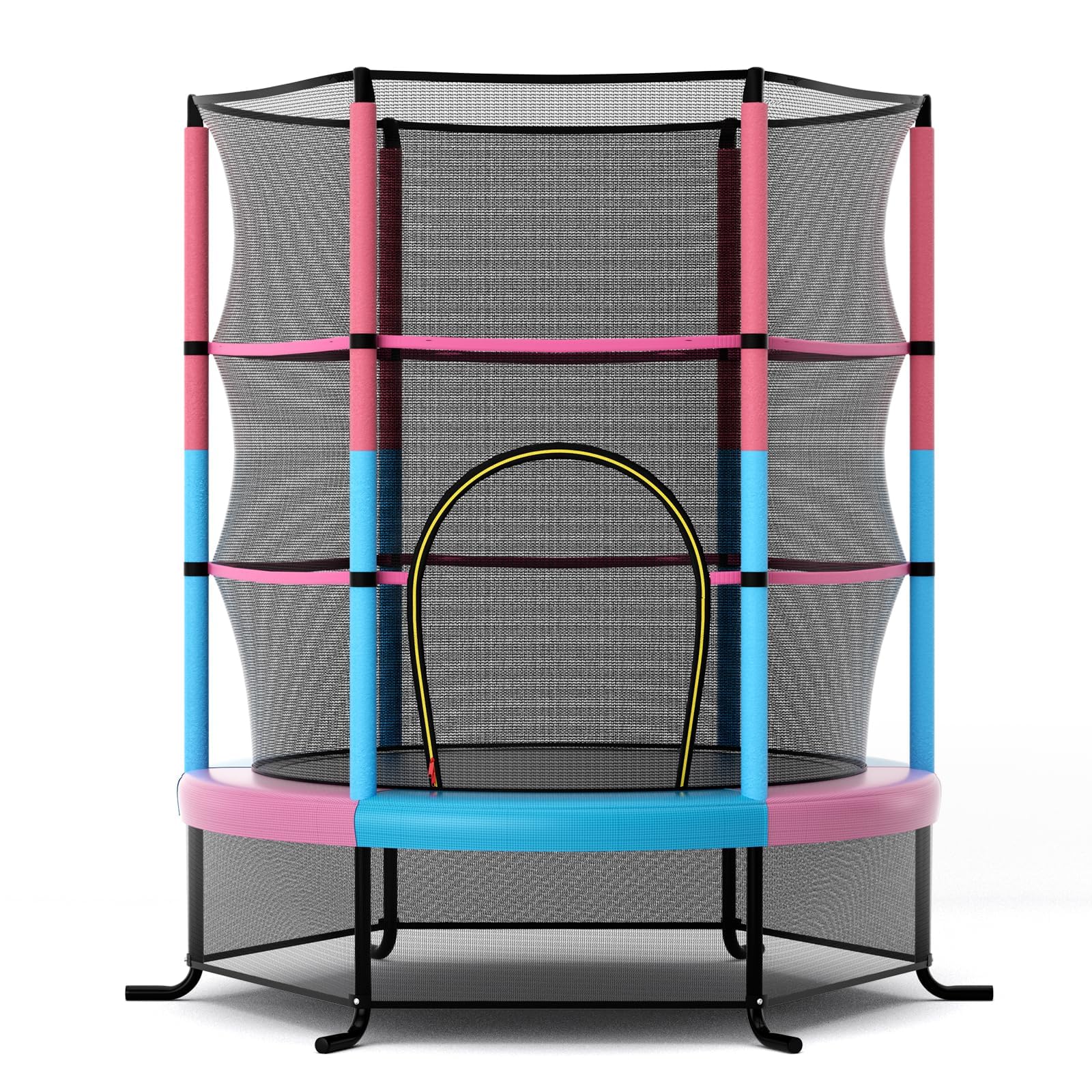 FANTASK Trampolino con rete di sicurezza, trampolino da giardino fino a 135 kg, diametro 165 cm, per interni ed esterni, per bambini dai 3 anni in su