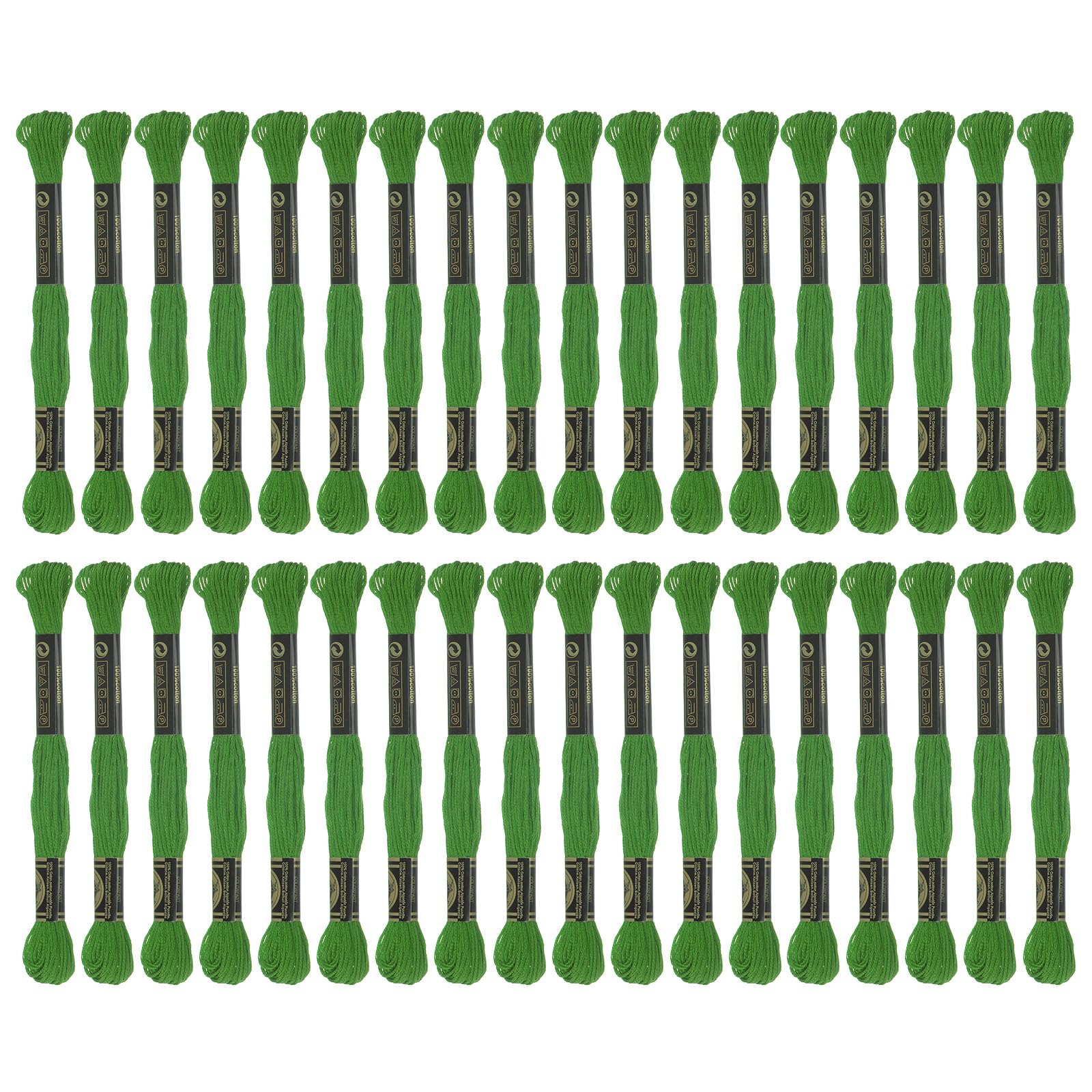 sourcing map 3pcs 12 Skeins Embroidery Floss 8.75yds(8m) Egyptian Long-Staple Cotton Cross Stitch Thread for Sewing DIY Bracelet Yarn String and Crafts, Grass Green(6905)