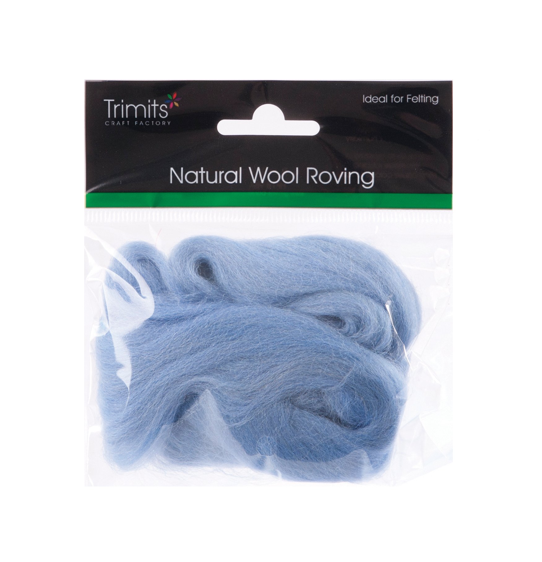 Trimits Blue Natural 100% Wool Roving For Needle Felting 10G - Light