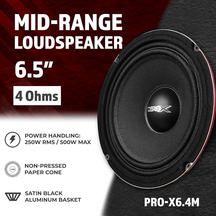 DS18 PRO-X6.4BM 6.5インチ ミッドレンジラウドスピーカー 2発 DS18 PRO-X6.4BM 6.5” Mid-Range Loudspeaker with Bullet 250