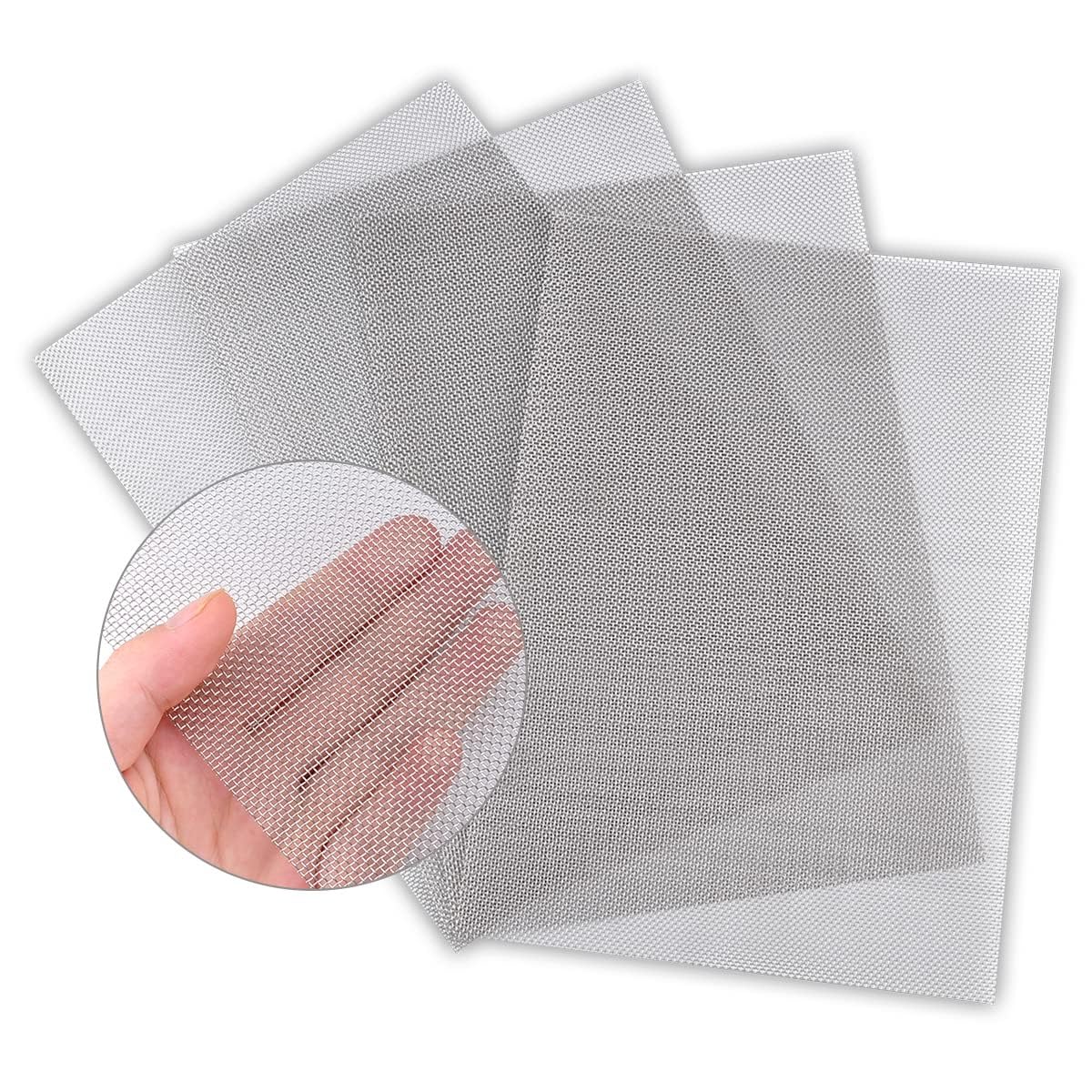 Sponsored Ad – THE WHITE SHOP 4Pcs Stainless Steel Woven Wire Mesh Never Rust, Air Vent Mesh 11.8"X8.2", Hard and Heat Resisting Screen, Hole 20 Mesh Easy to Cut