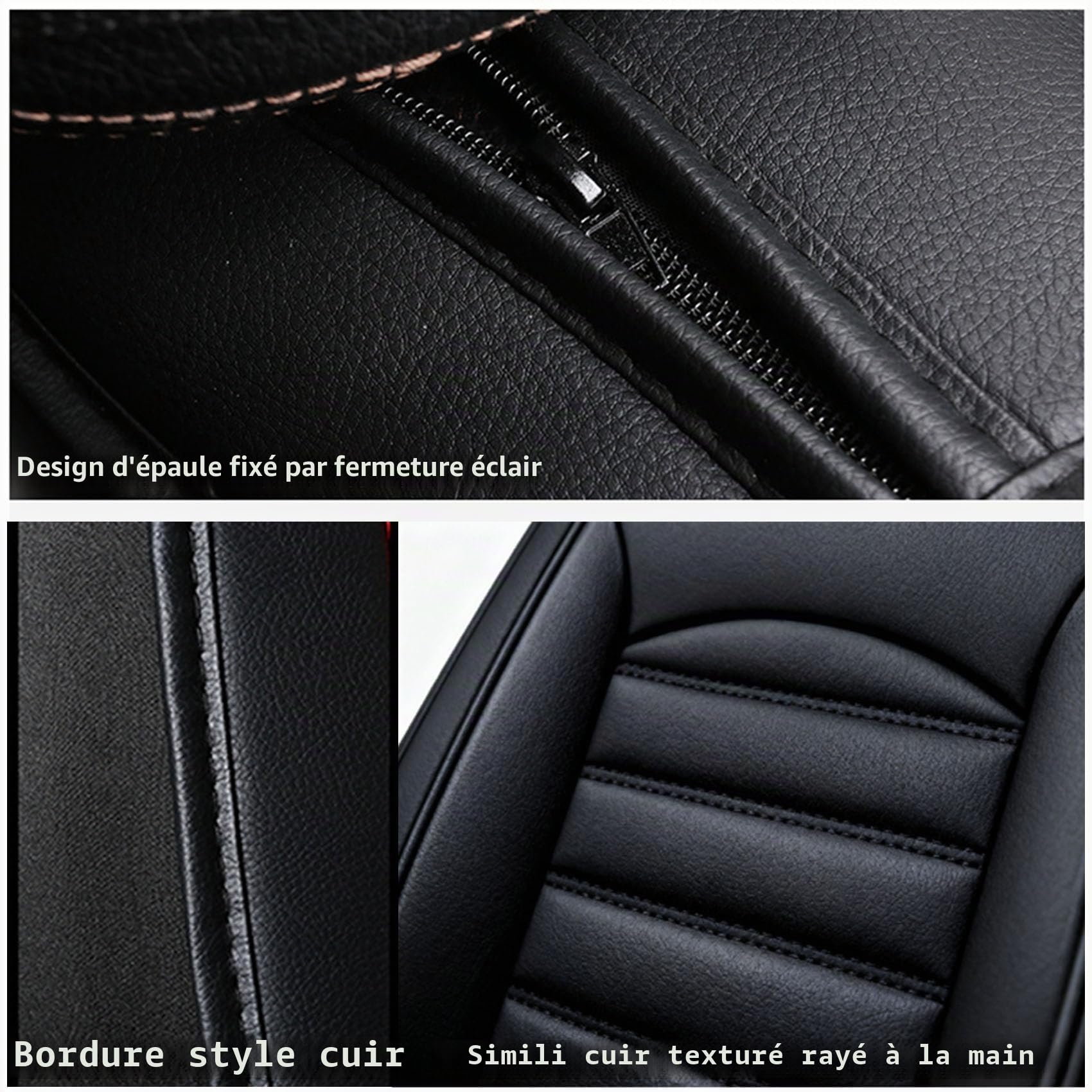 Housses de Siège Auto Universelles en Cuir Synthétique - Durable, Imperméable, Respirant pour 2 Sièges Avant BMW Série 1, 3 (2005-2012), 5 (2005-2018), X1, X2, X3
