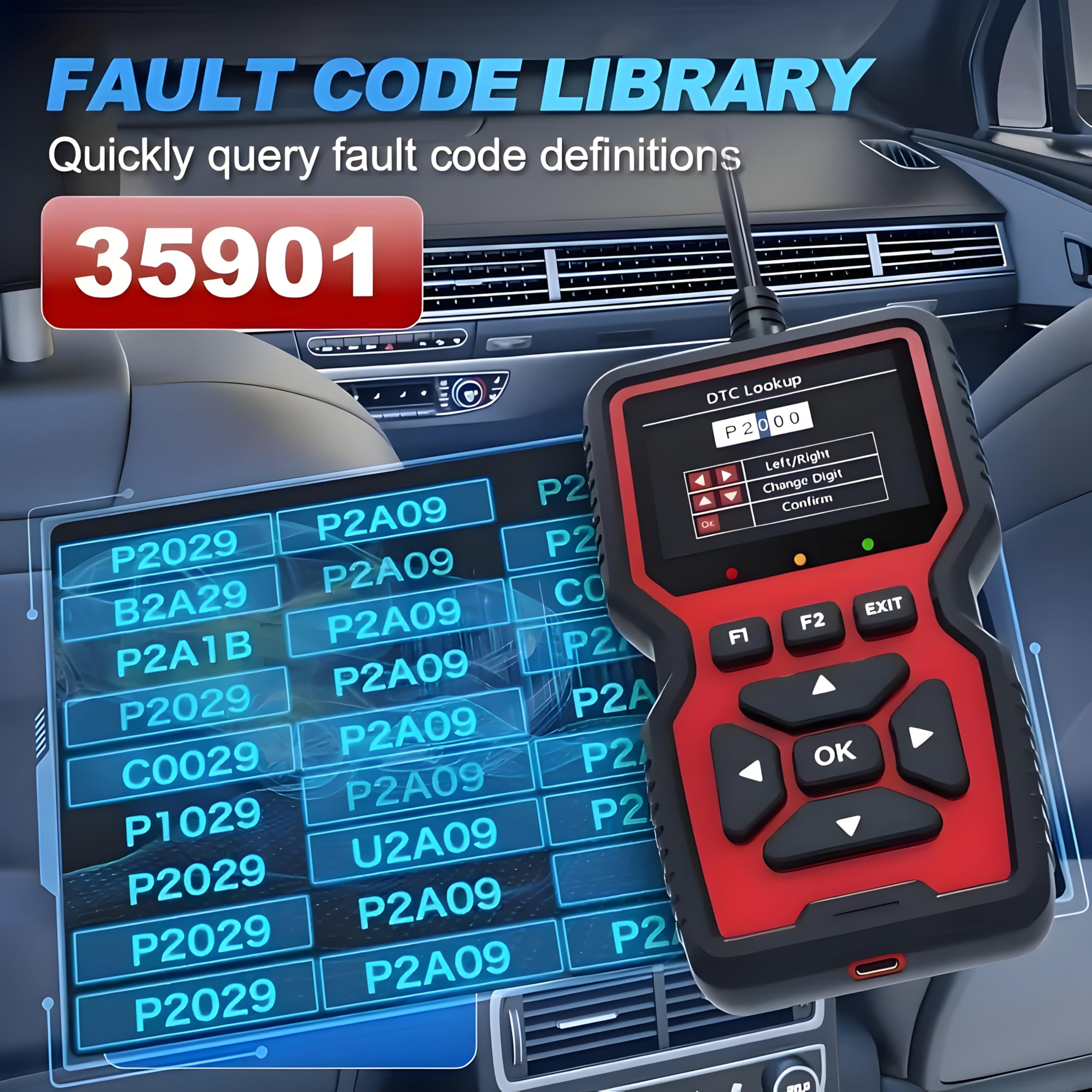 V519 Scanner OBD2 Auto Professionale, Diagnosi OBDII EOBD, Lettore e Cancellatore di Codici di Errore Motore, Check Engine, Dati in Tempo Reale, I/M Ready, ITV