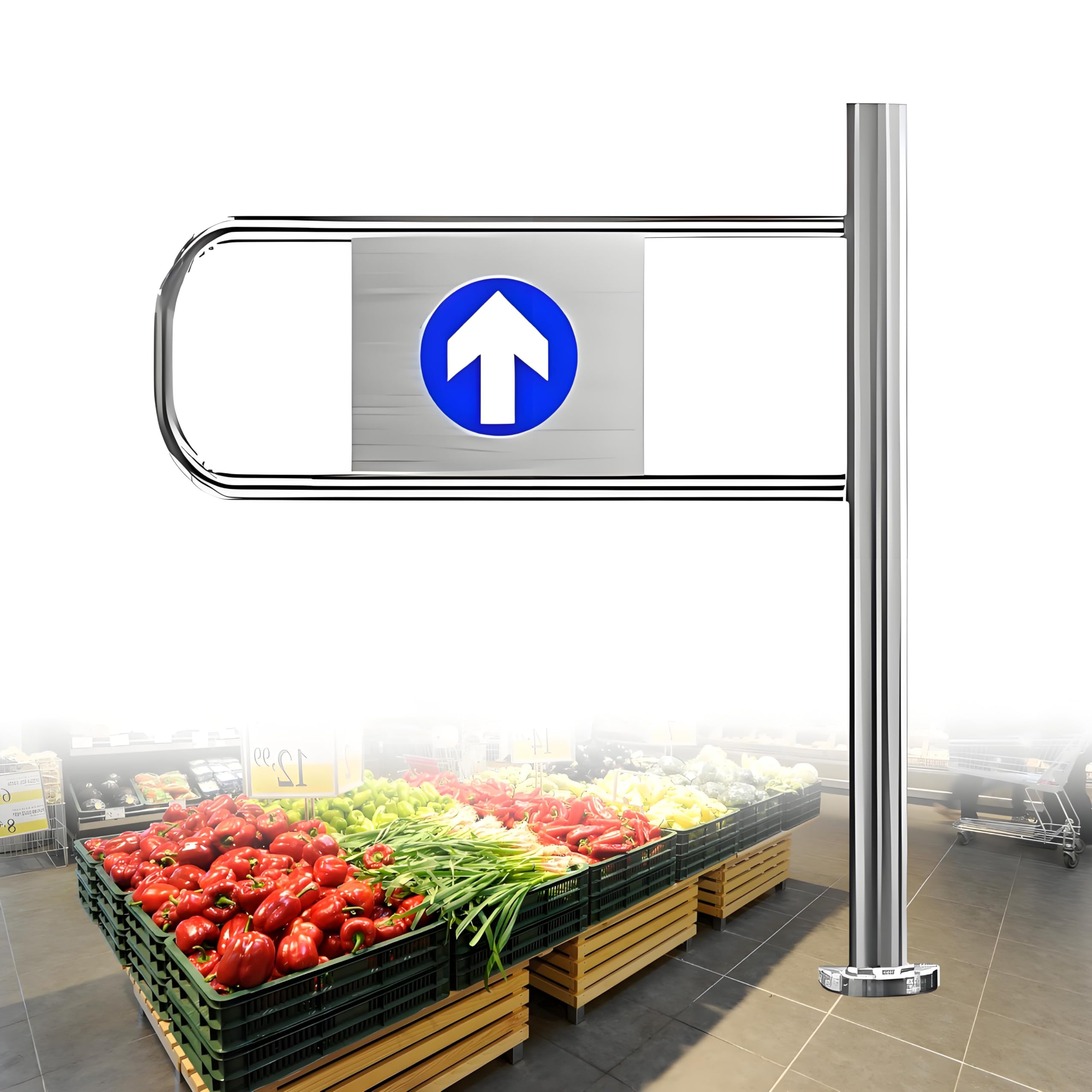 Automatyczne zamykanie metalowych drzwi skrzydłowych – bezpieczna jednokierunkowa brama dostępu do rynków i magazynów – zintegrowana konstrukcja sprężynowa 90 x 100 cm – idealna do kontroli dostępu