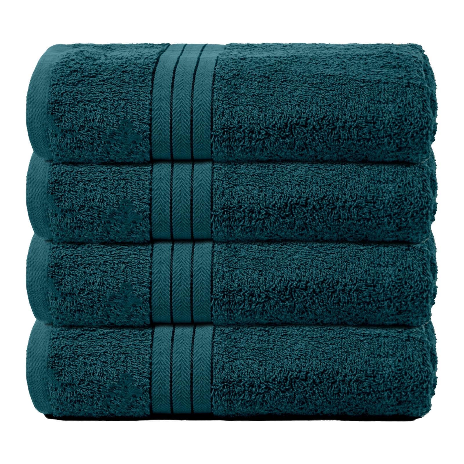 Brentfords Large Bath Towels Teal Green, 100% Cotton Super Soft Feel Large Bath Towels for Adults Highly Absorbent Bathroom Shower Towels Set, 4 Piece