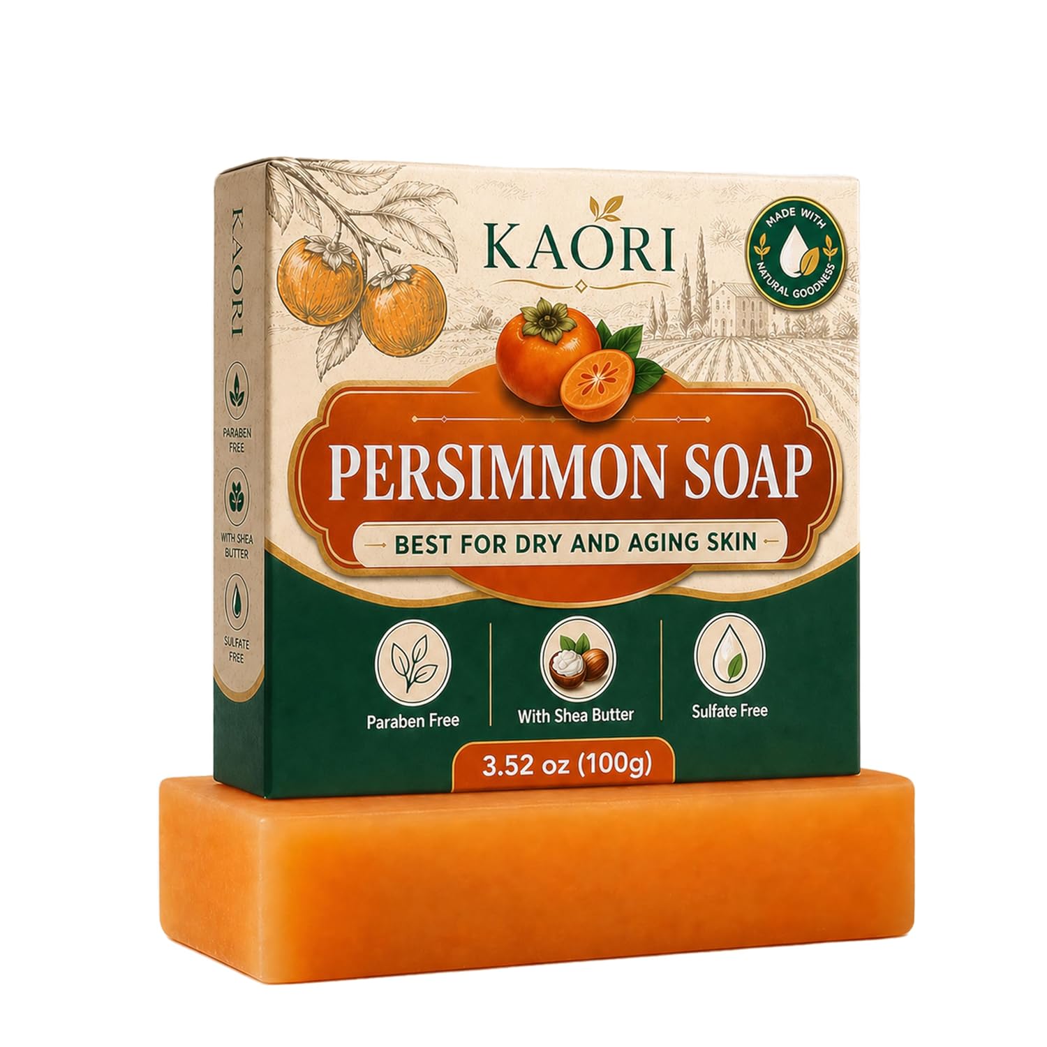 KAORI Deodorizing Persimmon Soap - Fresh Clean Feel