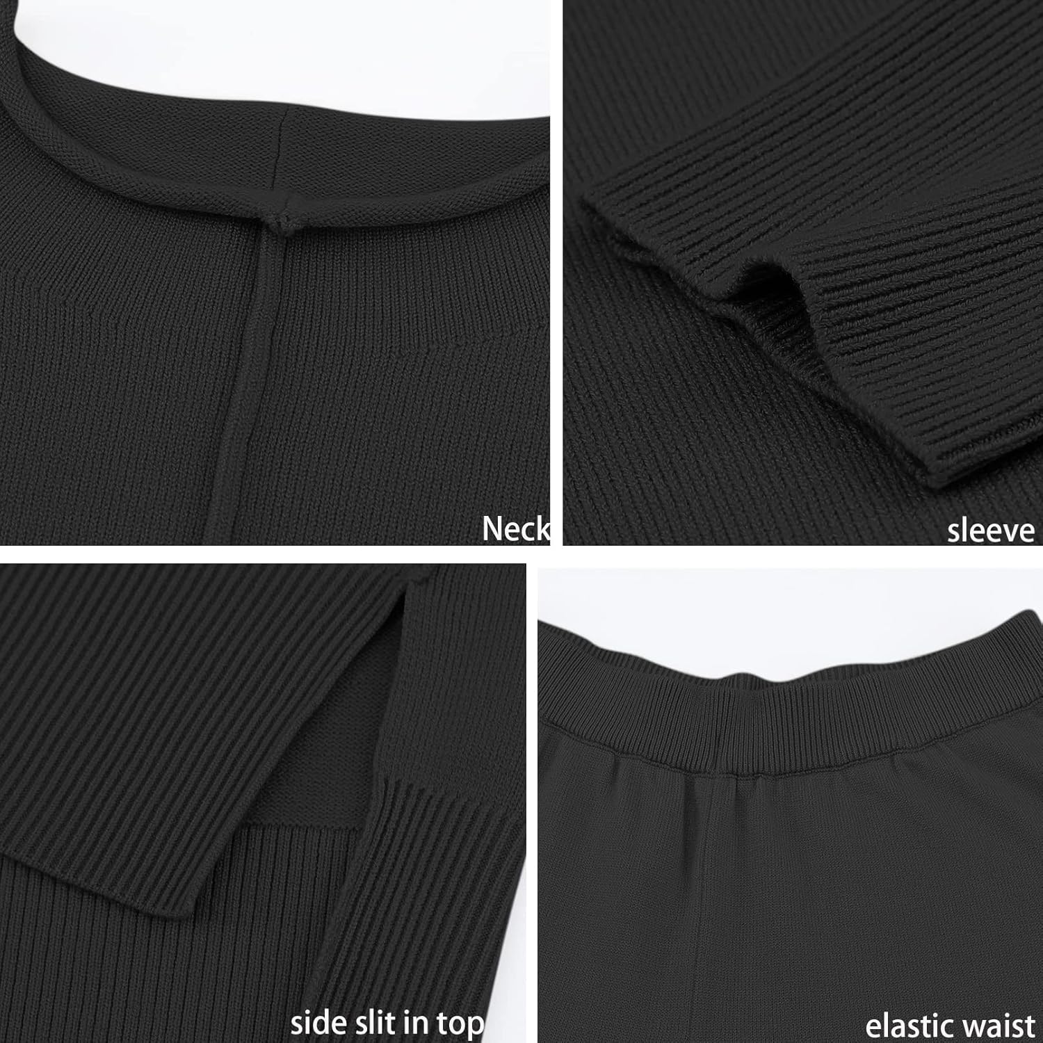 Fixmatti Women Sweater Set 2 Piece Knit Sweatsuit Turtleneck Sweater Top and Wide Leg Pant Lounge Outfits - Image 6