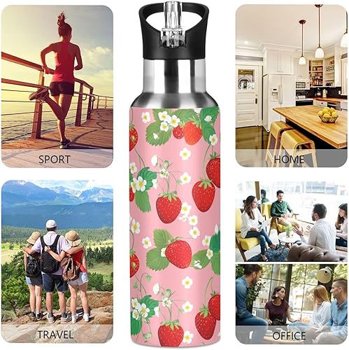 Miniatura 5 de Botella de agua aislada de acero inoxidable con pajita de 32 onzas, botellas de agua a prueba de fugas para gimnasio, viajes al aire libre, escuela,