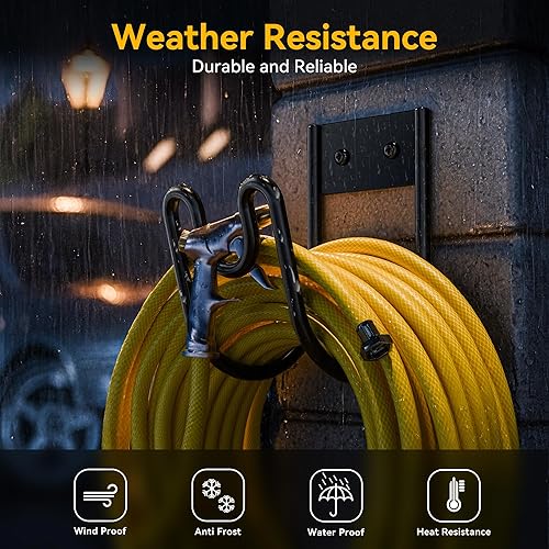 Miniatura 5 de Soporte de pared para manguera de jardín, colgador de manguera de agua, resistente para cables de extensión, manguera de vacío