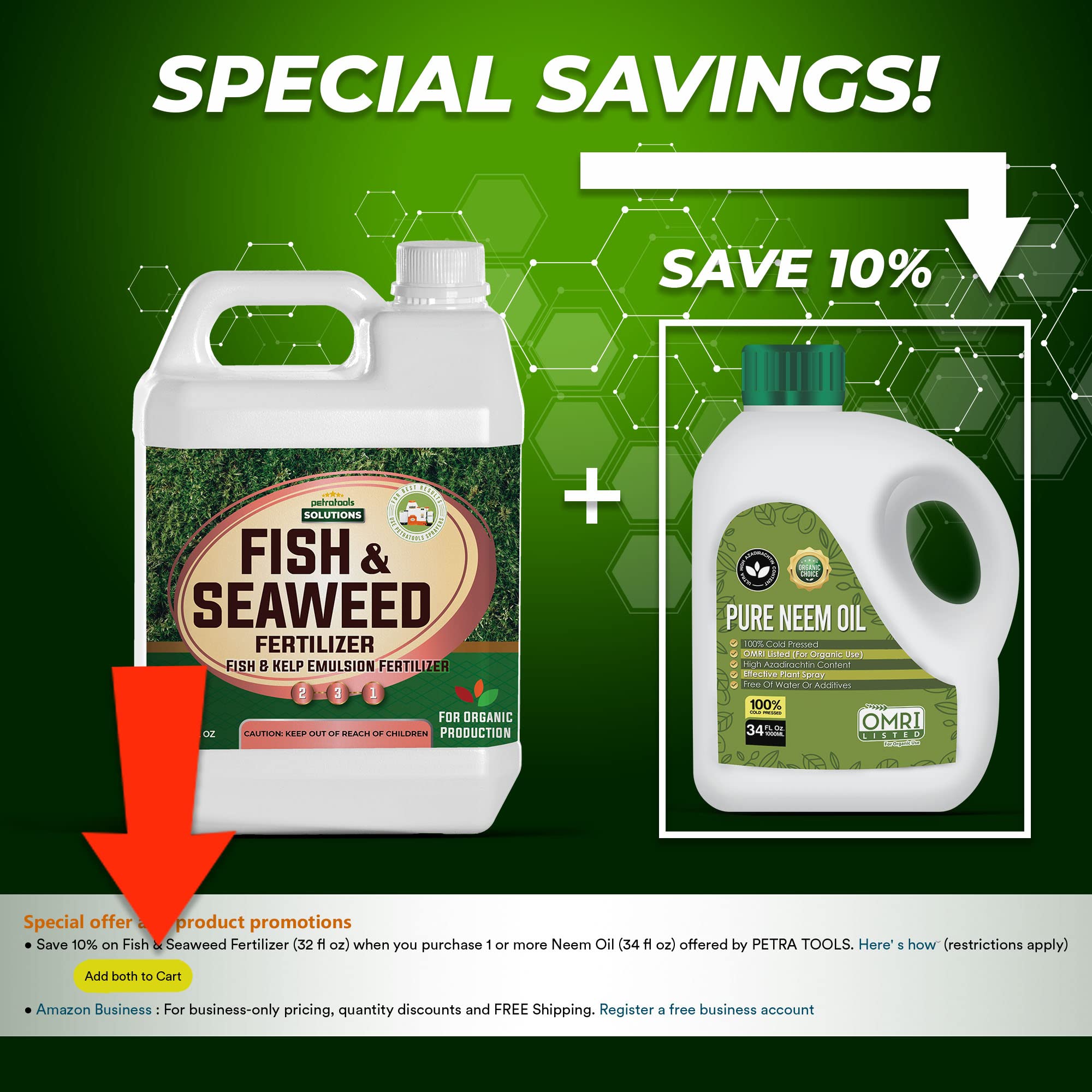 PetraTools Liquid Fish & Seaweed Fertilizer, Fish Emulsion Fertilizer