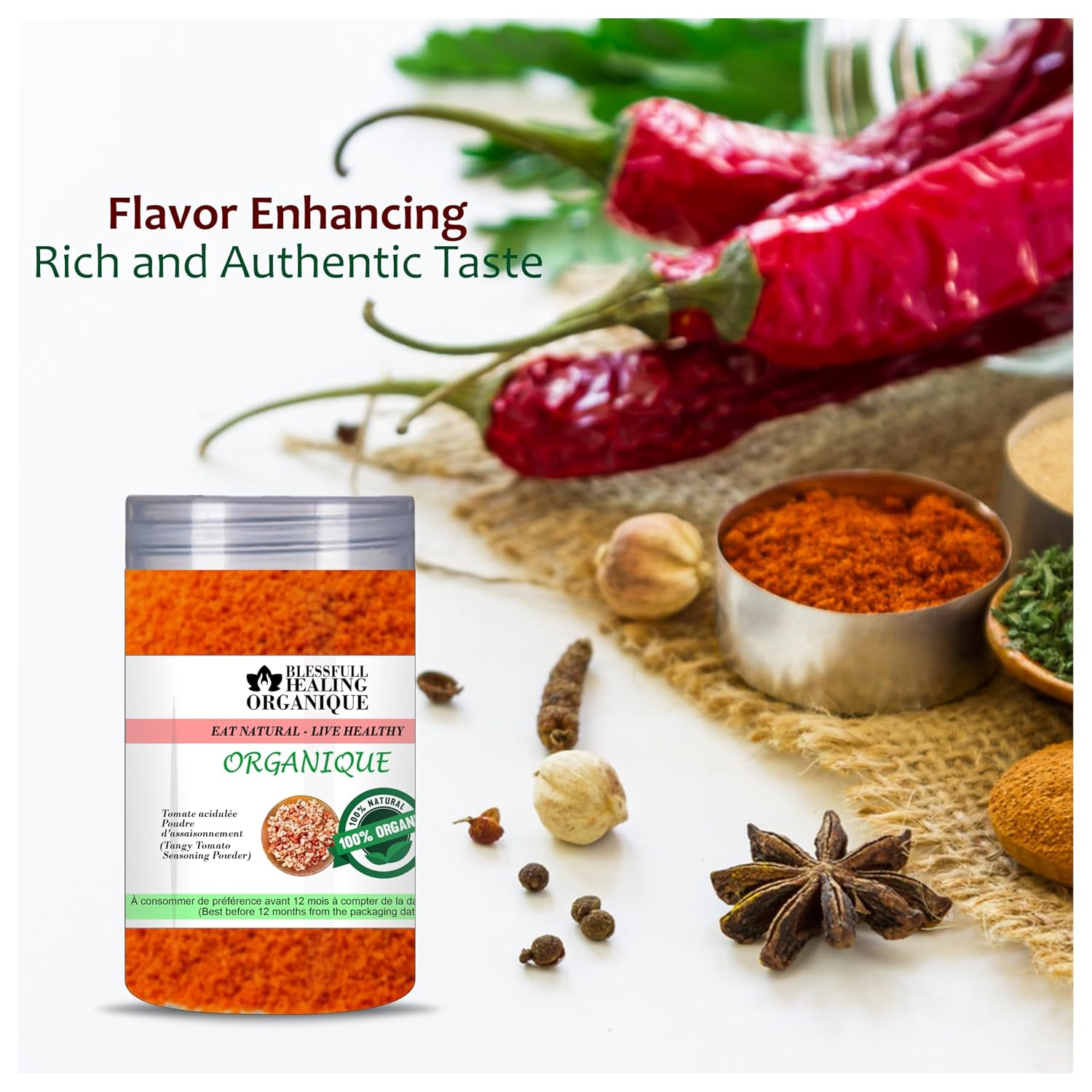 Blessfull Healing Organic Tangy Tomato Popcorn Seasoning (Zesty Tomato Condiment) 100 Gram image 3