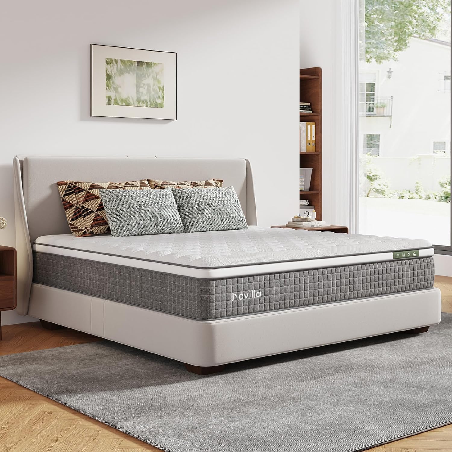 Novilla King Size Mattress 10 Inch,Hybrid Mattress King with Gel Memory Foam, Cool-Touch Nylon Cover & Pocketed Coils for Targeted Zones Support & Deep Restful Sleep CertiPUR-US Certified - Image 2