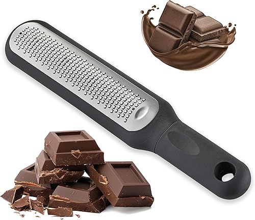Miniatura 9 de Rallador de queso con asa, rallador de acero inoxidable para cocina, rallador para jengibre, ajo, queso, chocolate, nuez moscada, especias, cubierta