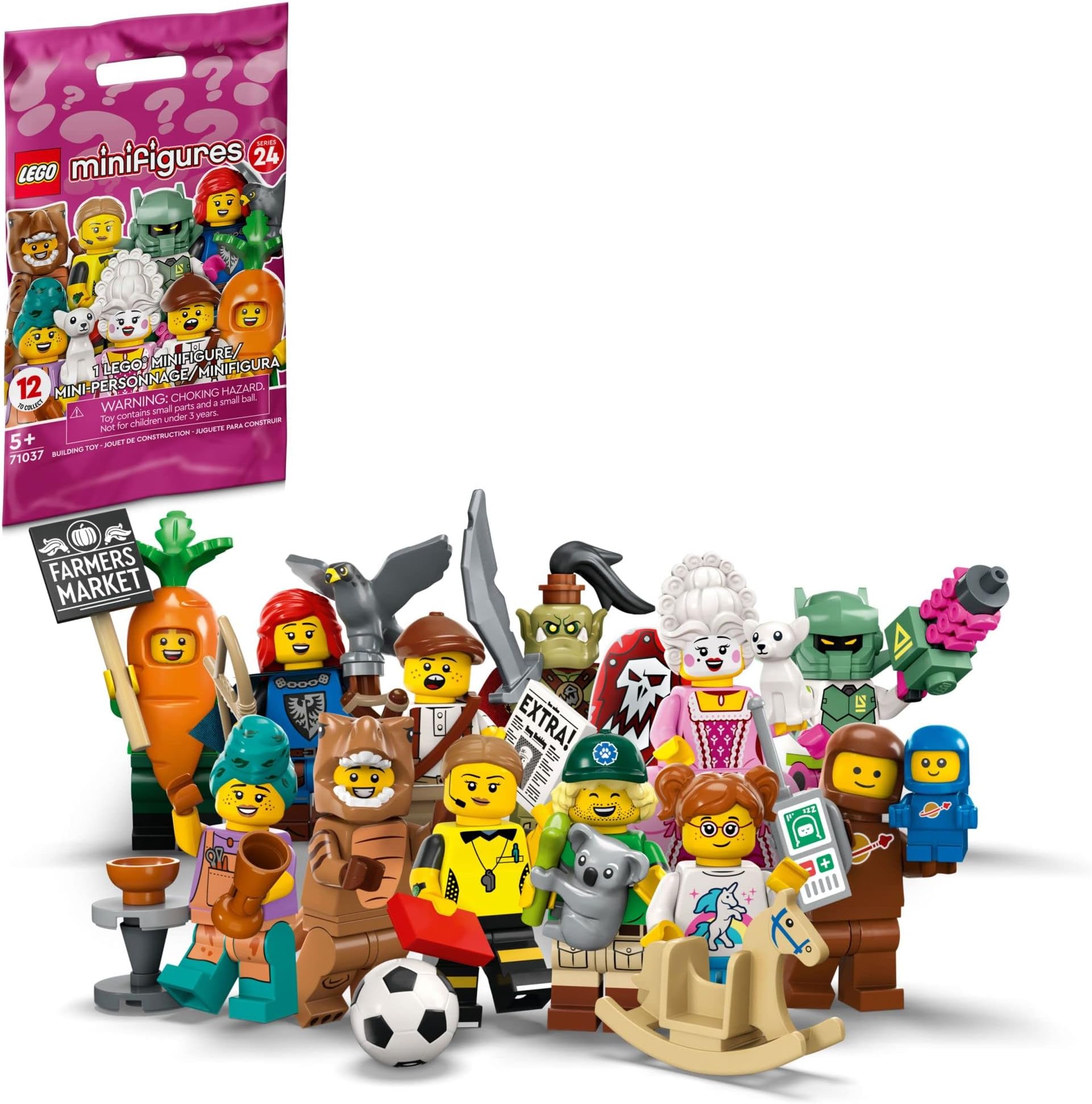 Minifigures Series 24 71037, Limited Edition Mystery Minifigure Blind Bag, 2023 Set, Collectible Characters with Toy Accessories, Brown