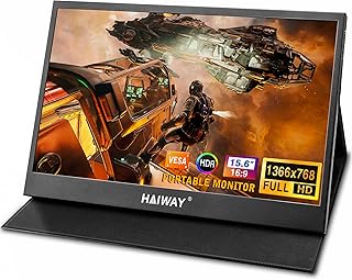 Haiway Portable Monitor, Laptop Monitor 15.6 inch 1366x768 RES, Ultra Slim Second External Monitor USB C HDMI Gaming Travel Monitor for Laptop Desktop Mac Phone PS4 Xbox Switch with Protective Cover