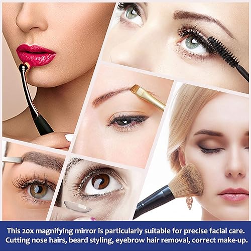 Miniatura 5 de MOMOKUBA Magnifying Mirror 20x  1x Two Sided, Double Sided Magnifying Mirror with Stand, Magnified Hand Mirror for Makeup, BlackheadComedone Removal