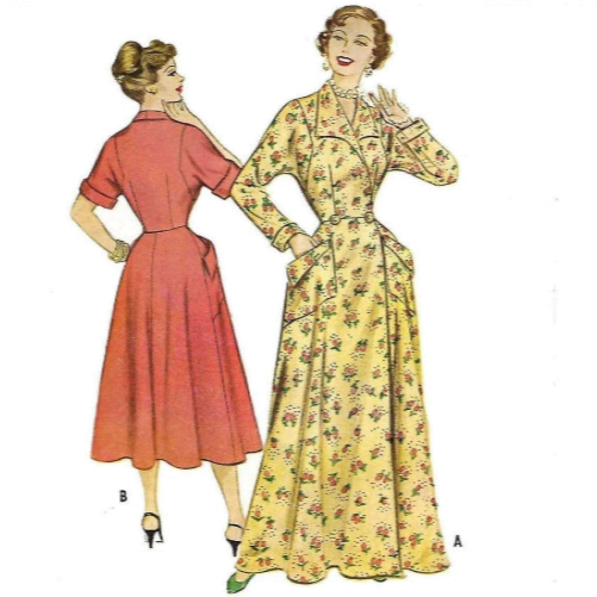 vintage dressing gown pattern McCalls 1950s Sewing Pattern: Housecoat, Robe, Gown, Dress white cami dress maxi Formal Dress Black And COLOR:Green Gem