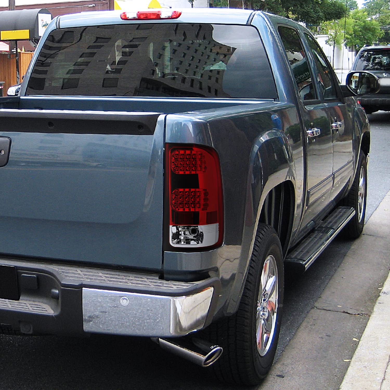 Spec-D Tuning Red Lens LED Tail Lights Compatible with 2007-2013 GMC Sierra 1500, 2007-2014 GMC Sierra 2500HD/3500HD, Left + Right Pair Assembly