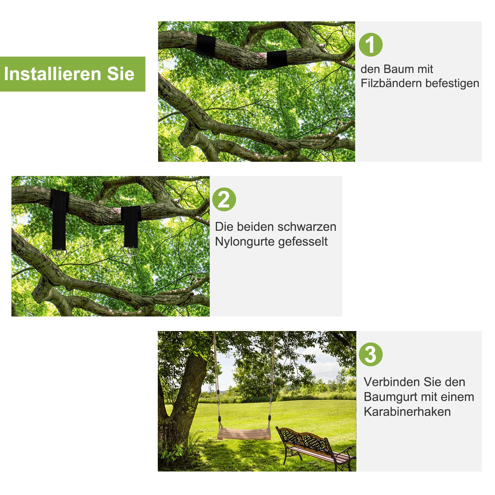Holzschaukel Outdoor für Kinder und Erwachsene,Holz Schaukelsitz mit höhenverstellbarem Seil, Garten Schaukel für Innen- und Außenbereich, bis zu 100 kg belastbar
