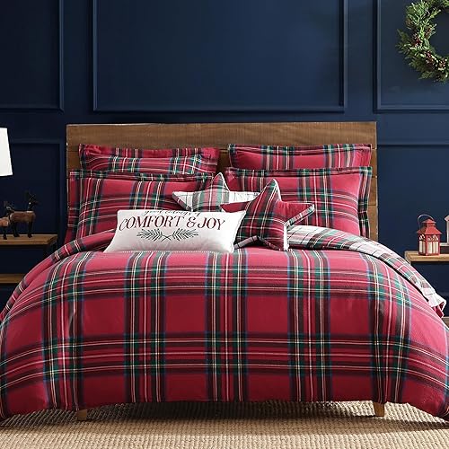 Levtex Home - Spencer Plaid Comforter Set - King Comforter + Two King Pillow Cases - Tartan Plaid - Red, Green, White, Blue, Gold - Comforter (106 x 94in.) and Pillow Case (36 x 20in.) - Cotton