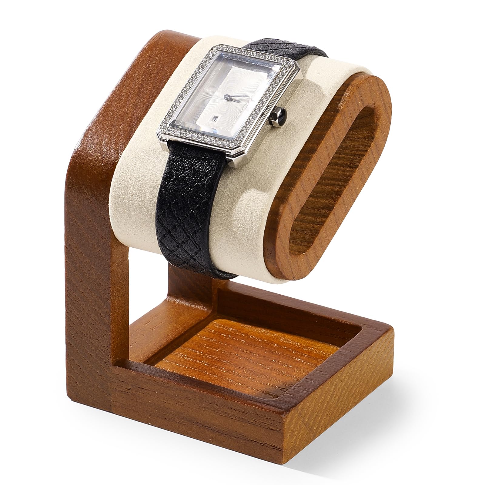 Oirlv Simple Bois Massif Support De Montre,Porte Montre,Watch Stand,Presentoir Collier(Blanc Crème)