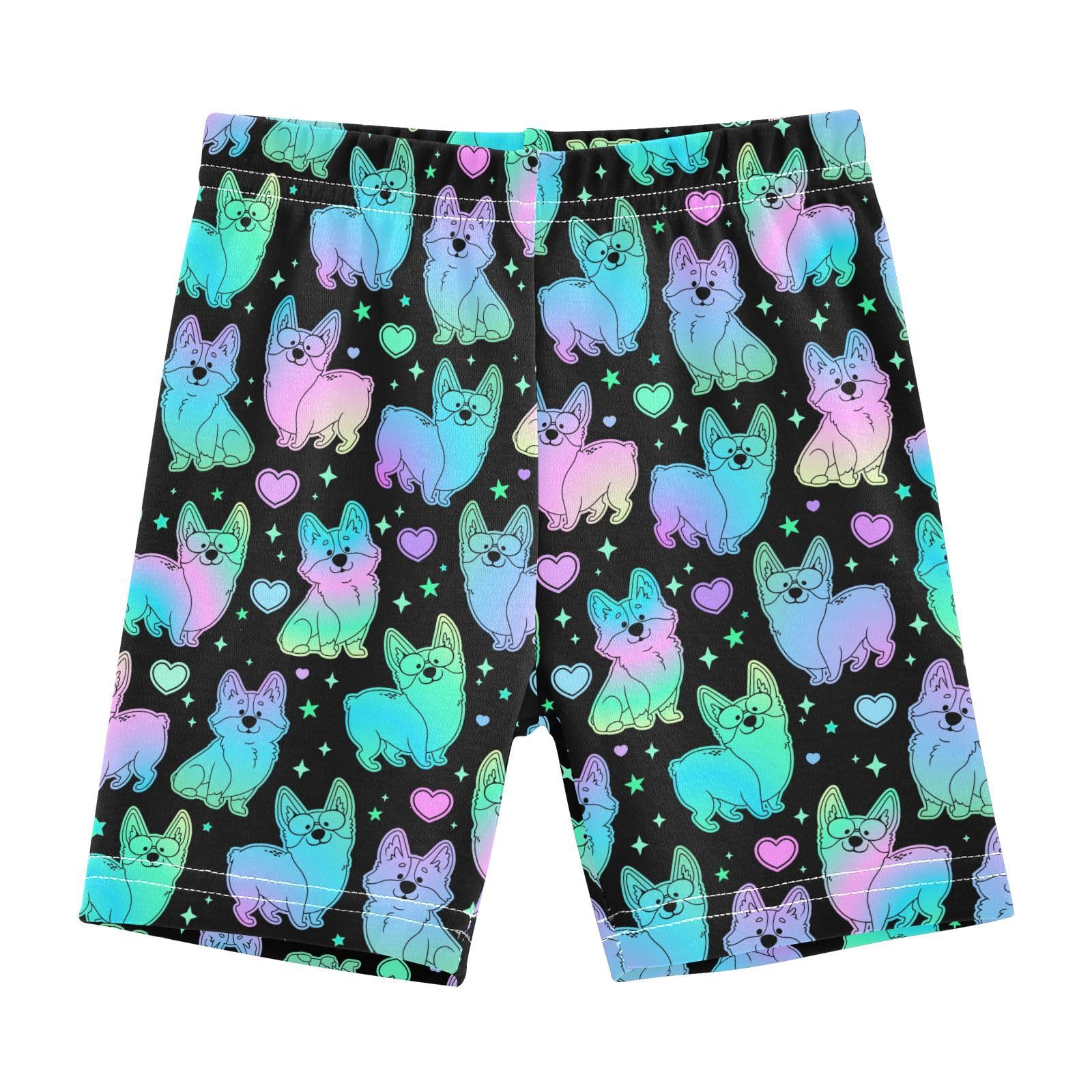 JHKKU Girls Cute Corgi Dogs Shorts Cotton Cartwheel Bike Kids Biker Under Dress Dance Short Girl Clothes 8Y