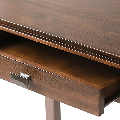 Miniatura 7 de SIMPLIHOME Mesa consola Artisan  Mesa de sofá de madera maciza de 46 pulgadas de ancho en marrón rojizo, mesa de almacenamiento de transición para