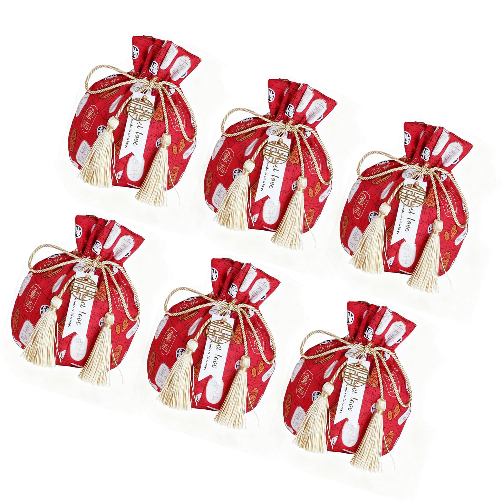 Jazuaiao Velvety Candy Pouches Practical Drawstring Design Efficient Chinese Wedding Party Treats for Special Event Chinese Styles Velvety Wedding Favor Bags