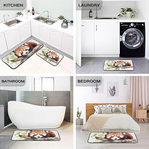 Miniatura 5 de ZENWAWA Adorable Red Panda Kitchen Mat 2 Pcs Set, Low Pile Kitchen Rugs Cushioned Water Absorbent Washable Floor Mats for Kitchen Sink Laundry Room