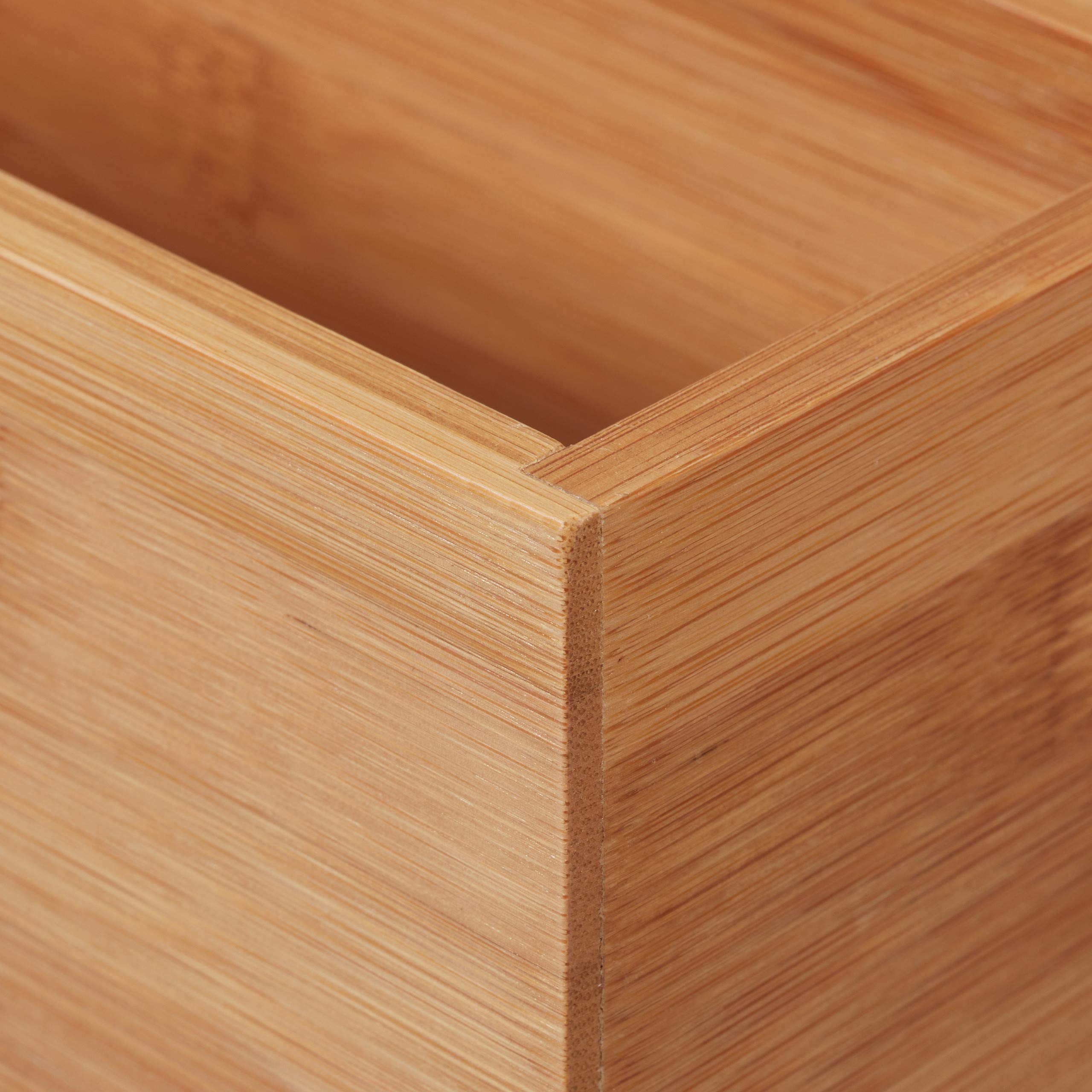 8 x Bambus Box, Aufbewahrung Bad, Küche & Schreibtisch, länglich & schmal, Ordnungsbox, HxBxT: 7 x 38 x 8 cm, natur