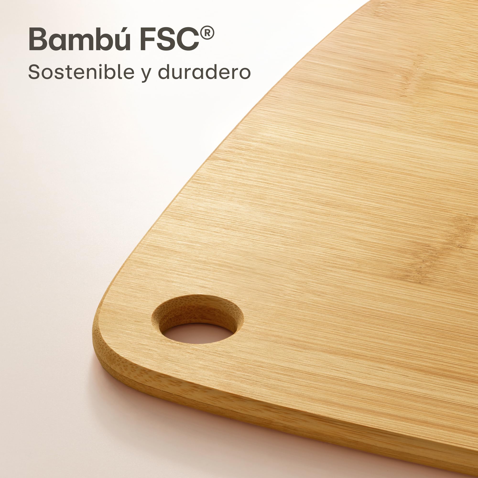 Praknu Tabla De Cortar Cocina Madera Bambú - Juego De 3 Piezas - Versátil y Robusta - Bambú FSC® Sostenible Para Verduras, Carne Y Pan - Varios Tamaños