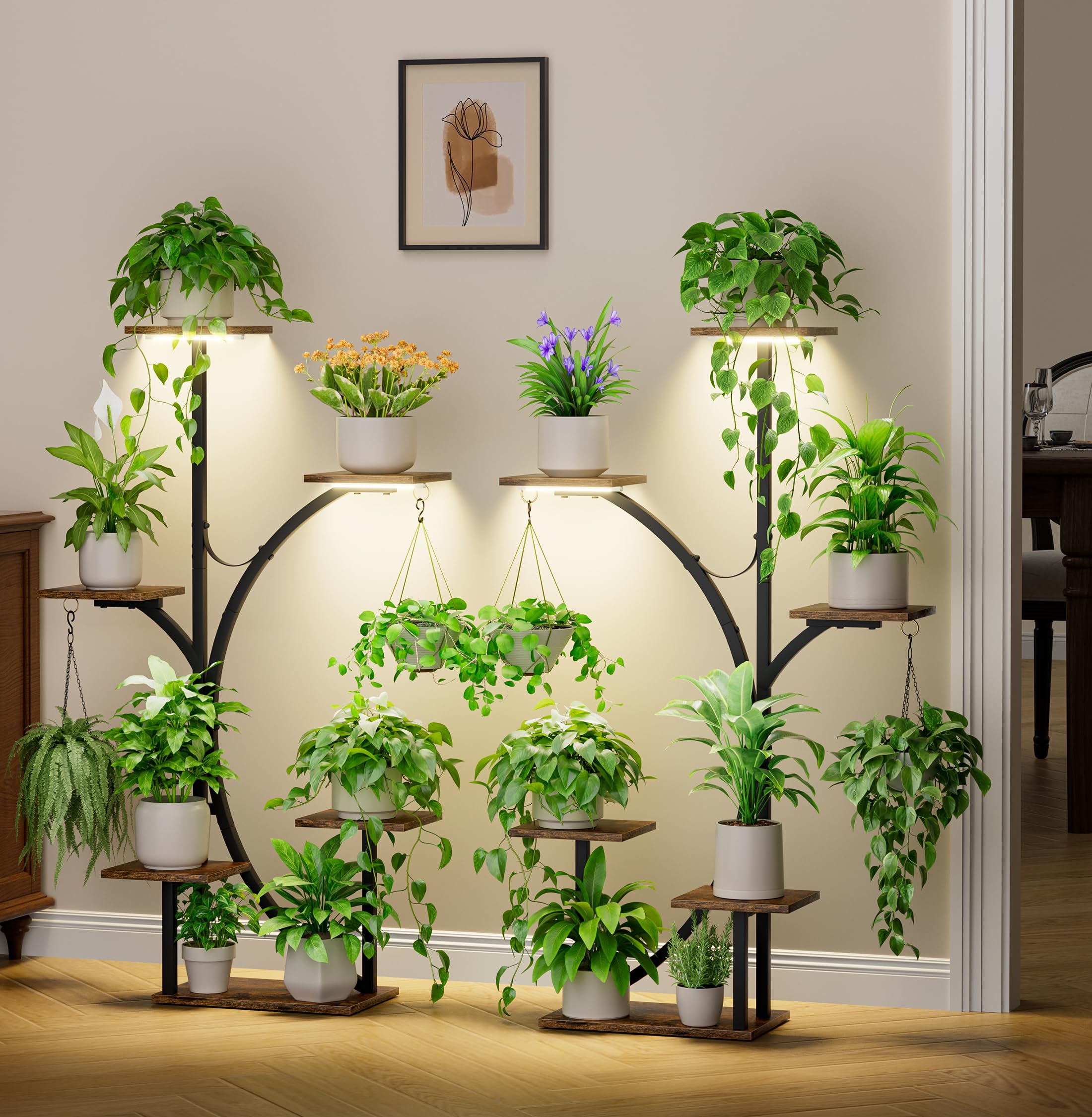 Plant Stand Indoor with Grow Lights - 2 Pack Corner Plant Shelf 6 Tiered 47 Indoor Plant Stands