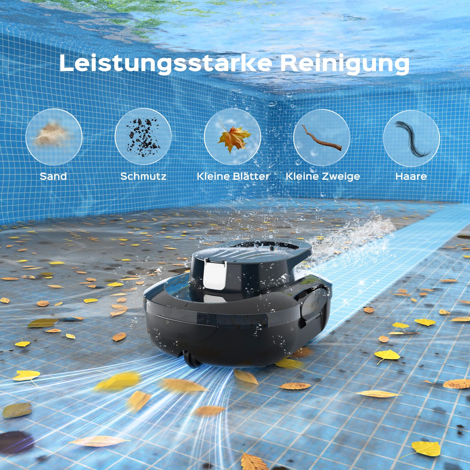 S1PRO 2026 Upgrade Poolroboter Akku, 120 Min Reinigungszeit, Leichter Poolsauger mit Dual-Antriebsmotoren, 2,5 Stunden Ladezeit, Auto Parken Poolreiniger für Flache Böden Pools bis 95 m², Schwarz Weiß