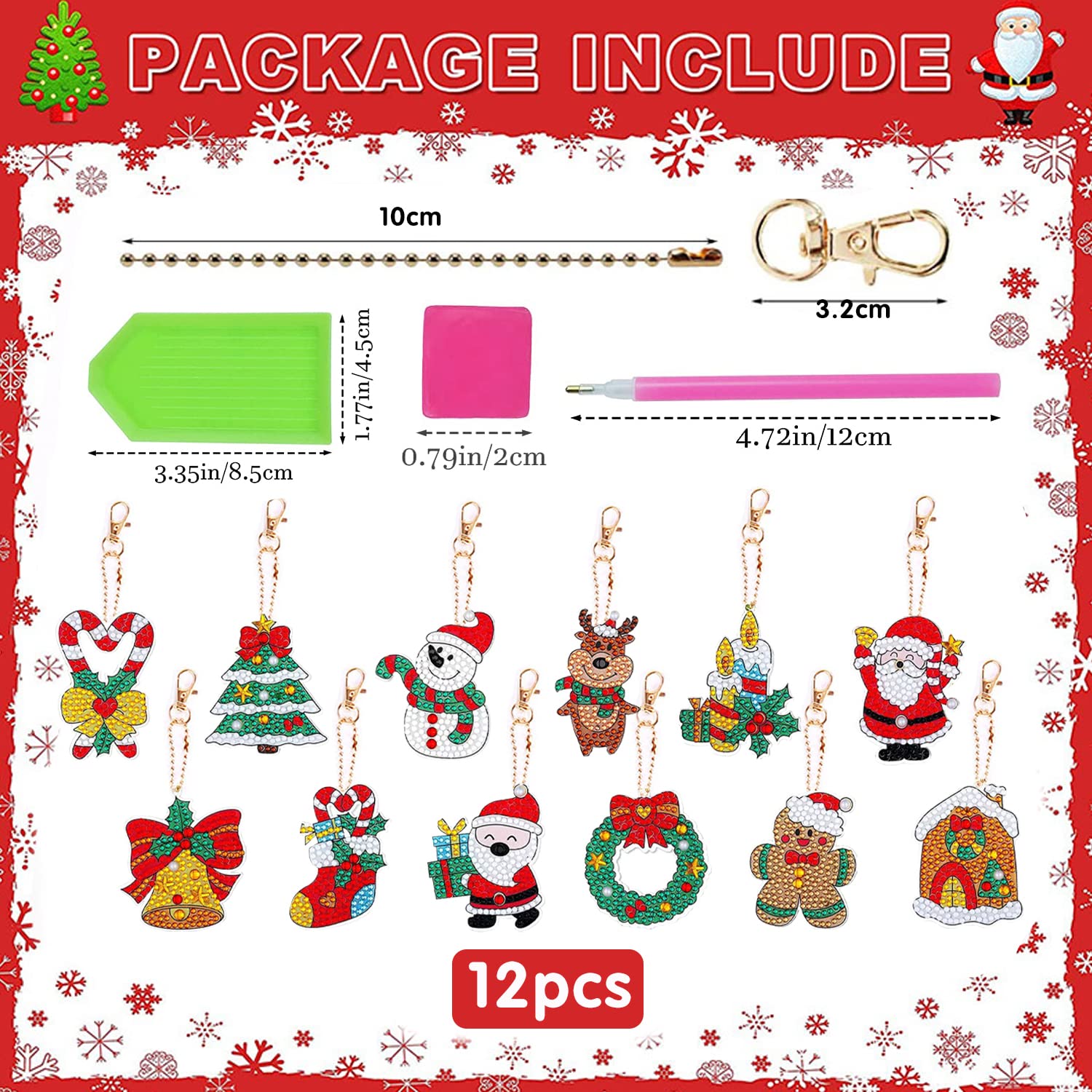 CAYUDEN Porte-clés De Peinture Diamant, 15pcs Animaux Diamond Painting