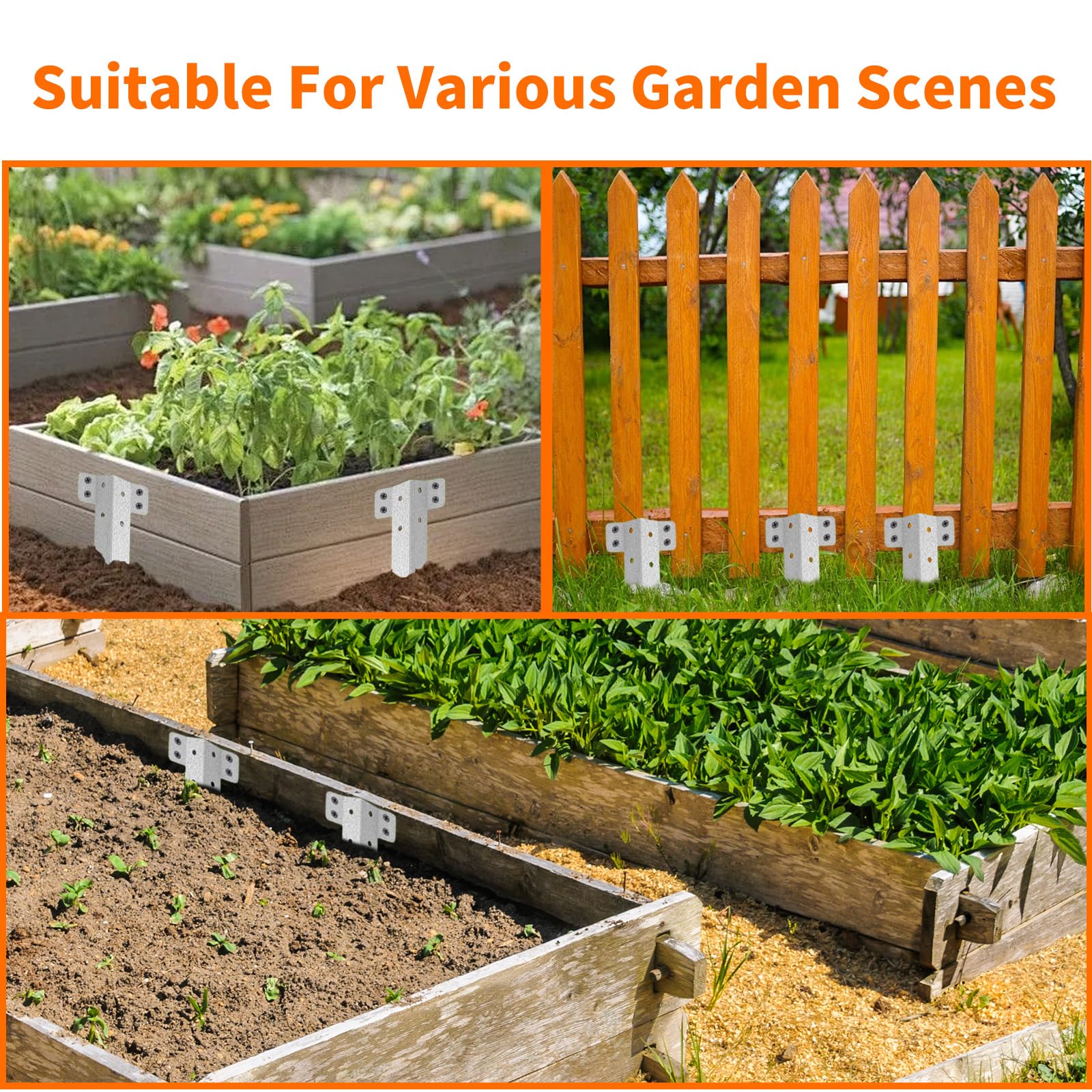 Lot de 10 Supports Traverses Chemin Fer Métal Robuste avec Vis, Poteau Clôture Jardin Design Dentelé, Piquets Robustes pour Murs Soutènement, Aménagement Paysager, Parterres Surélevés, Bordure Allée