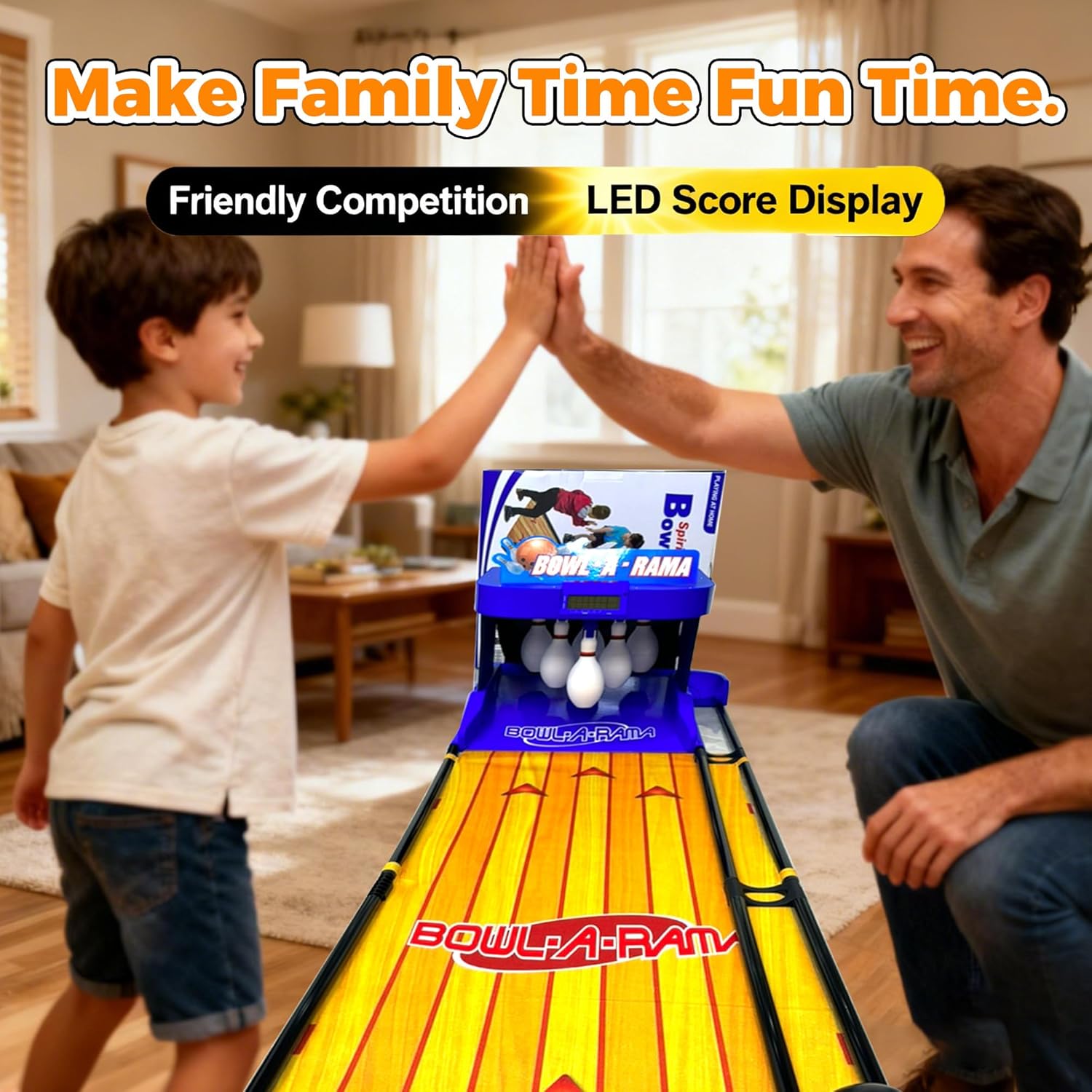 Electric Bowling Machine, Bowling Equipment, Foldable Bowling Set for Home, 6 Pins+2 Bowling Balls, with Automatic Reset, LED Scoreboard & Simulation Sound, Bowling Game 3.5M/11.48FT