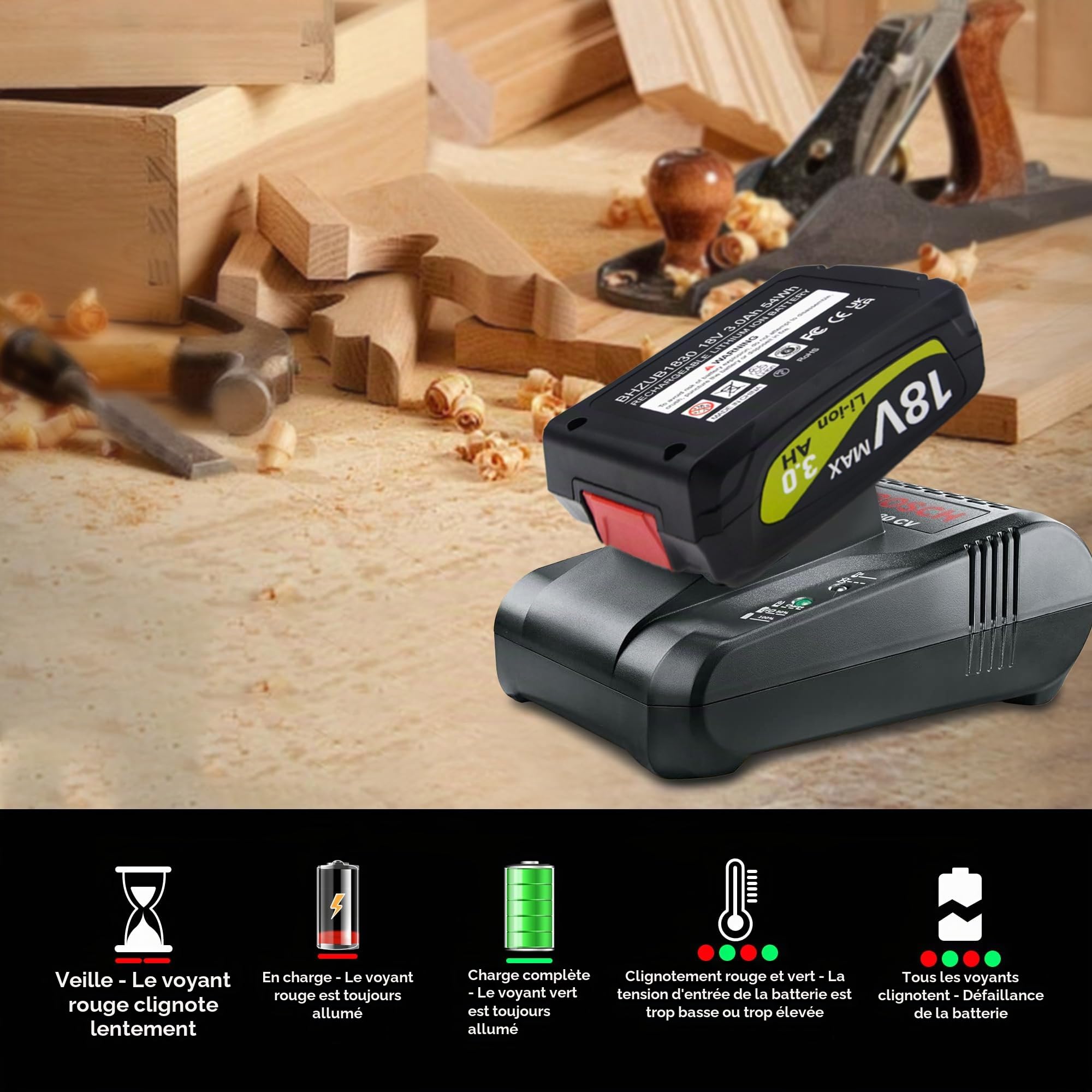 Batterie d'alimentation Compatible avec Bosch 18V 3.0AH-PBA(Non Compatible avec GBA)