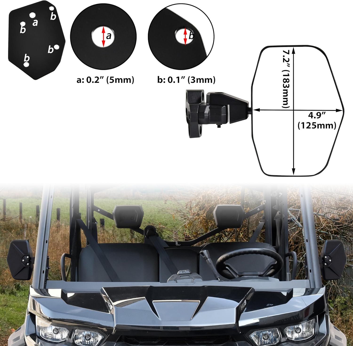 SAUTVS Aluminum Side Rearview Mirrors for Can-Am Defender Half/Without Doors, Heavy-Duty Adjustable Convex Side Rear View Mirrors for Can-Am Defender HD5 HD7 HD8 HD9 HD10 2016-2025 Accessories (2PCS)