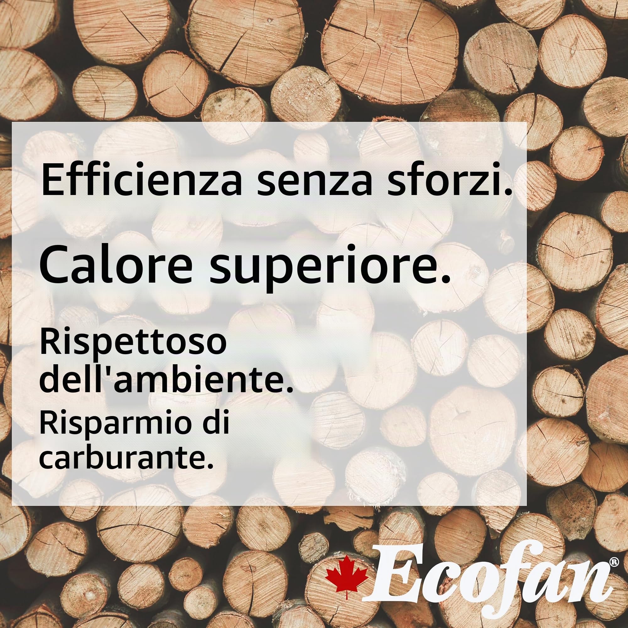 Ecofan AirDeco II, ventola per stufa a legna in stile contemporaneo, alimentata a calore, 322 m3/h, lama in nero da 20,30 cm (8")