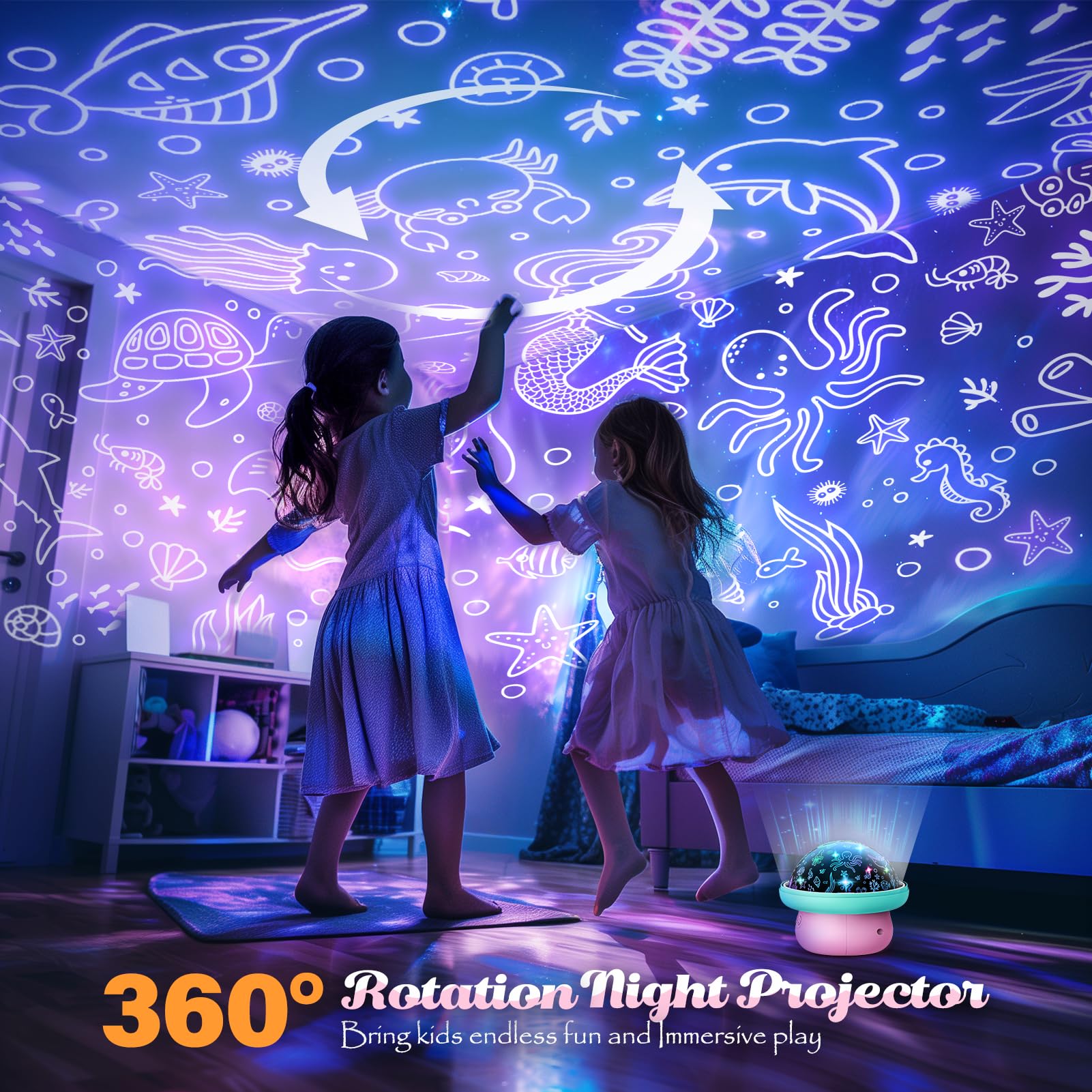 Unicorno Bambina Regalo 2 3 4 5 6 Anni, Fungo Luce Notturna Bambini Proiettore Stelle Unicorni Regalo per Bambino 3 4 5 Anni Lampada Notturna per Bambini Giocattoli Bambini 3-9 Anni Regali Compleanno