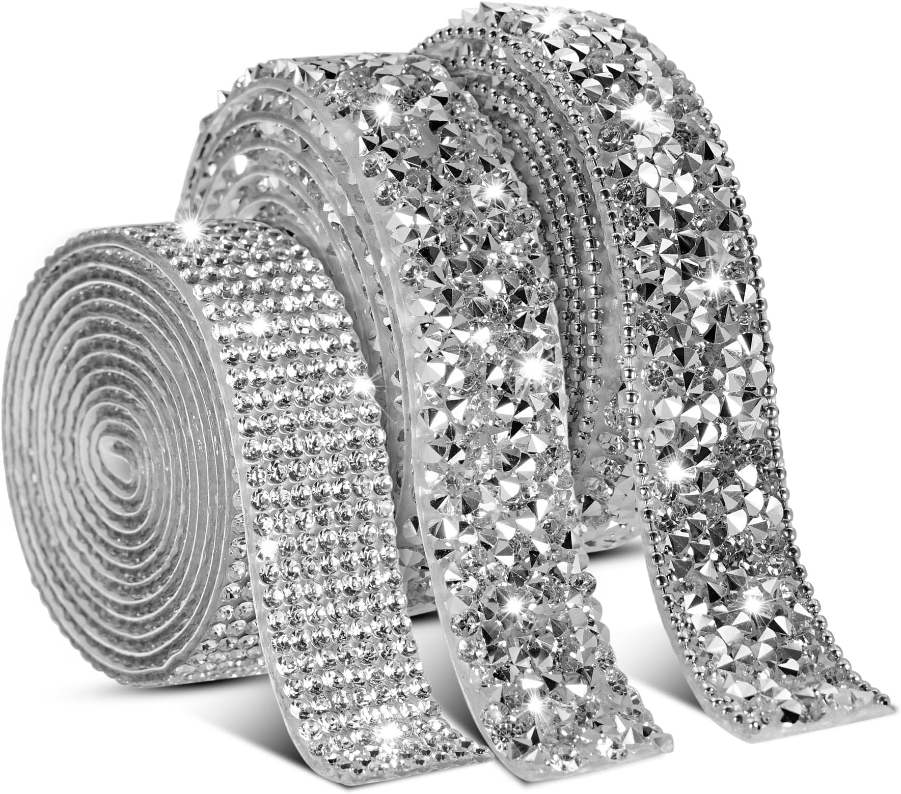 Amazon.com: 3Yards Sliver Self Adhesive Rhinestone Ribbons 3 Styles ...