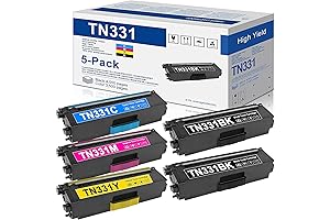Brother TN331BK TN331C TN-331M TN331Y Toner Cartridge Replacement 5 Valuepack