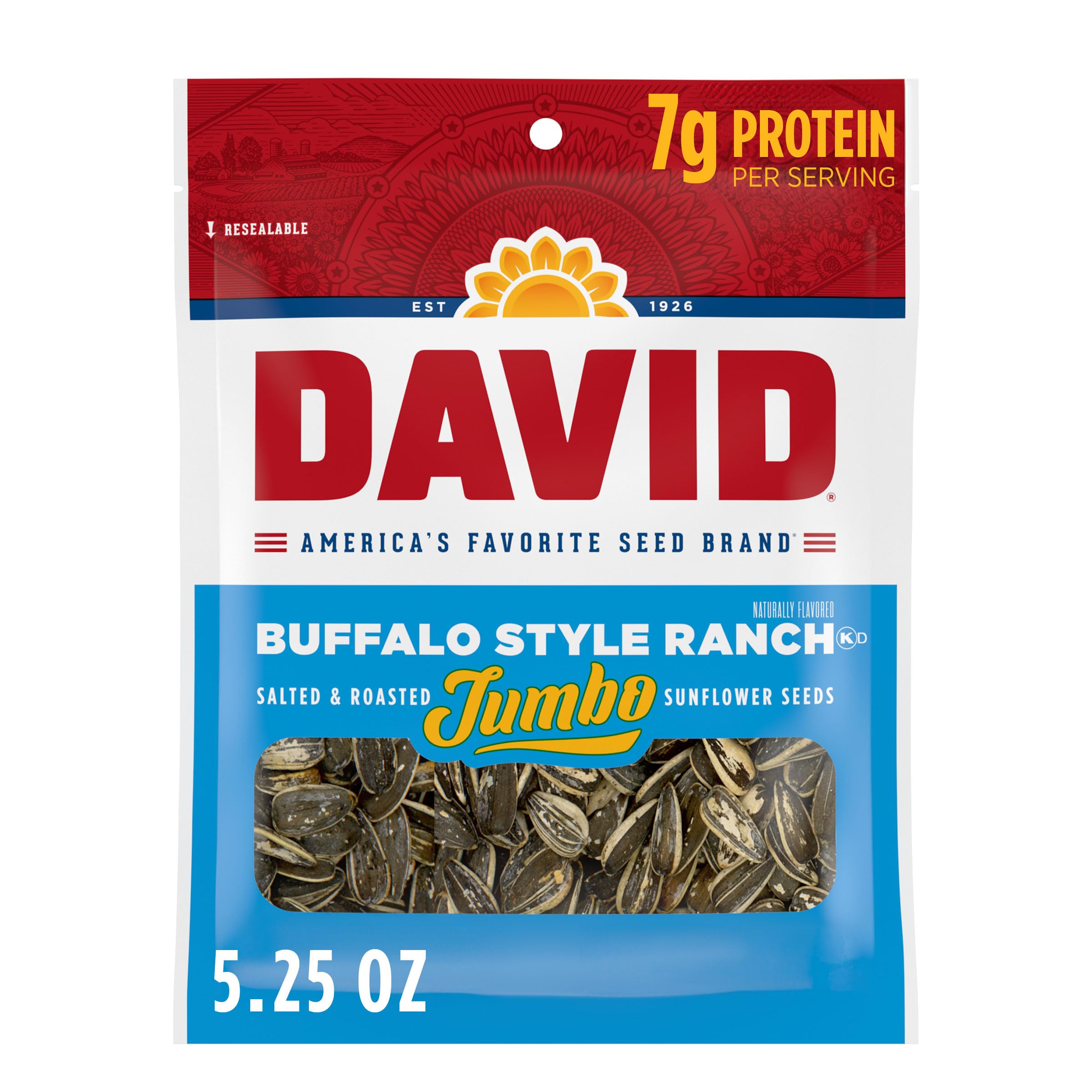 DAVID SeedsRoasted and Salted Buffalo Style Ranch Jumbo Sunflower 5.25 oz