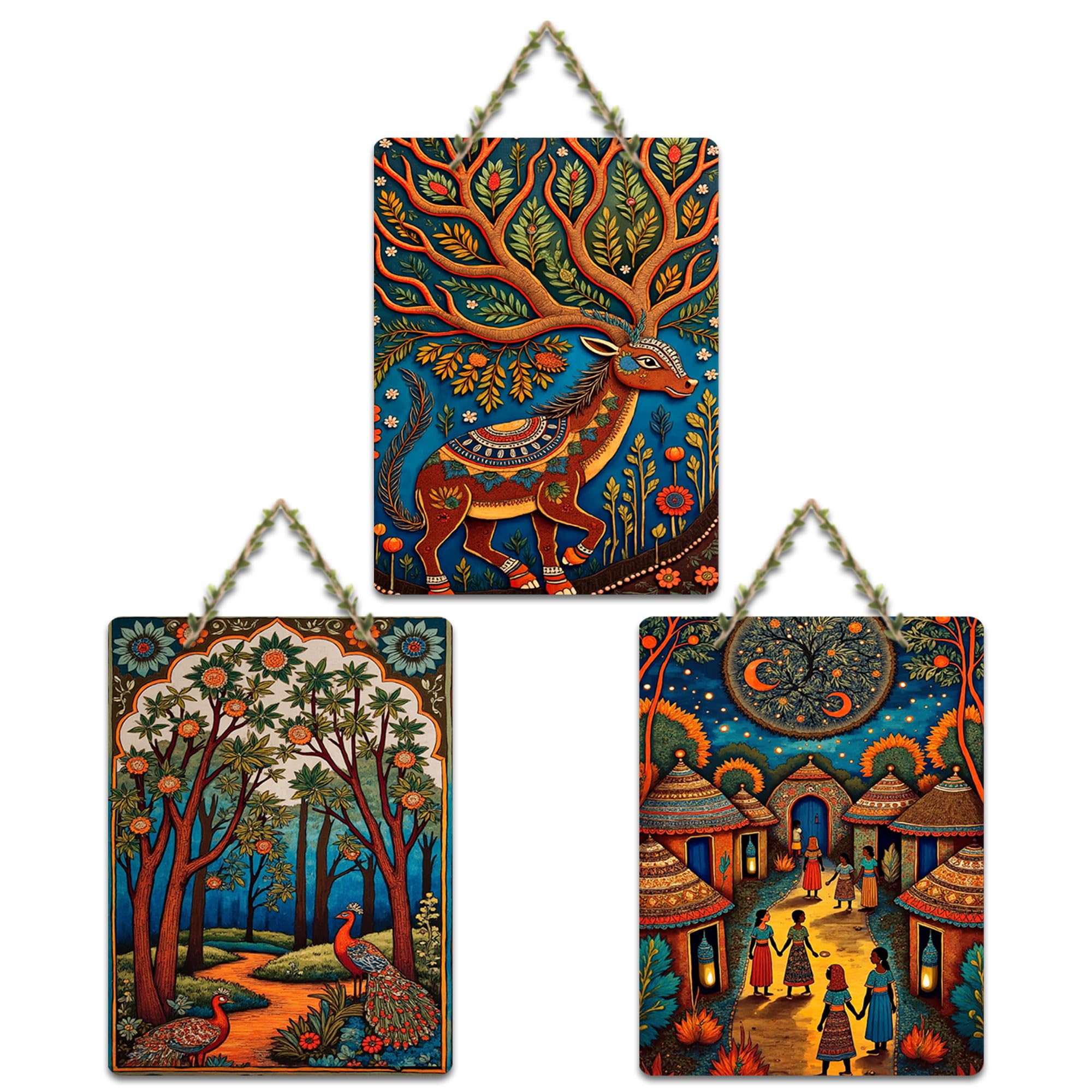 Artvibes Traditional Indian Nature Wall Hanging Wooden Artwork | Home Decoration Items for Living Room & Bedroom | Wooden Wall Sculpture | Gift for Male | Signs & Plaques WH_96103N