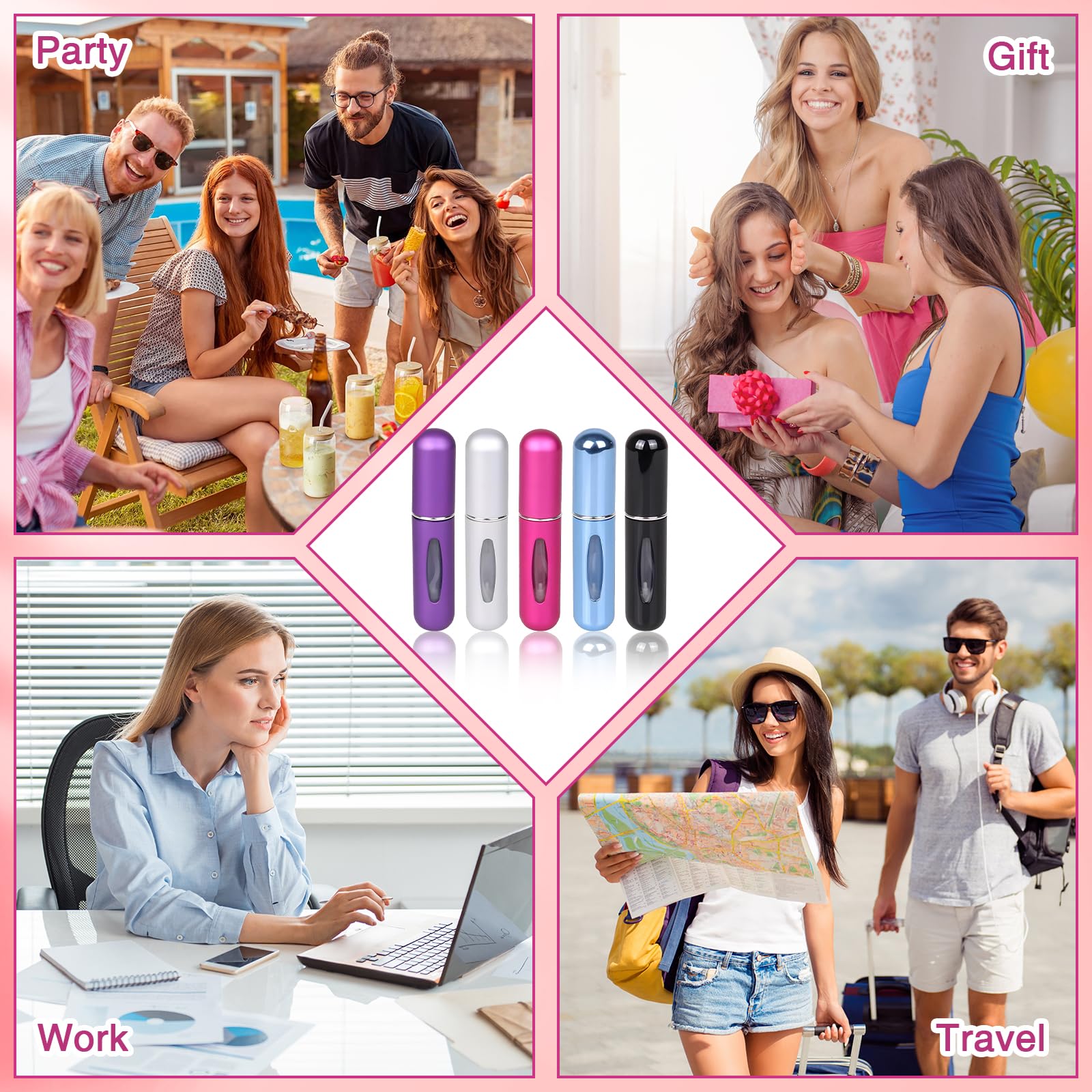 5 piezas 5ML Atomizador Perfume Recargable, Atomizador de Perfume, Mini Botella Rociadora Portátil, Perfume Miniatura Sin Fugas, Ideal para Viajar, Salidas, Citas y Uso Diario — view 7